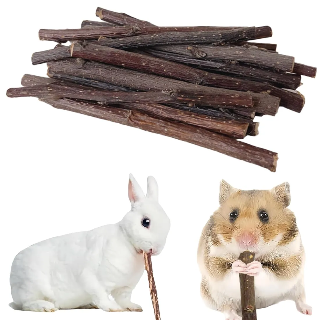 EJRUP 150g Bastoncini di Legno di Mela Naturale per Conigli, Criceti, Cincillà e Porcellini d'India - Ramo di Mela per Digrignare i Denti e Intrattenimento - immagine 1