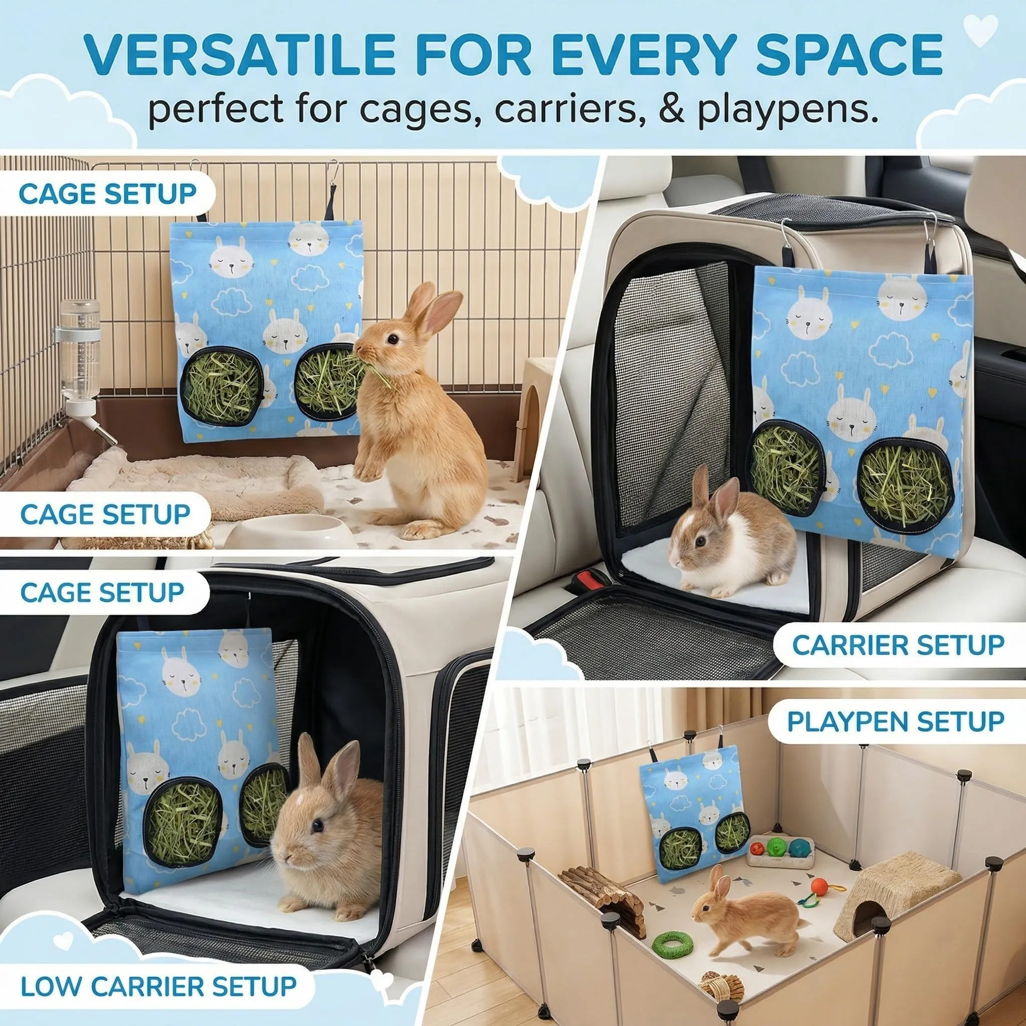 SWYZOR 1 Pezzi Sacchetti di Fieno per Conigli, Borsa per Mangiatoia di Fieno,Porta Fieno Borsa per Porcellini D'India Borsas,Appeso Fieno Borse di Alimentazione Animale D'India Piccola Mangiatoia Rack - immagine 4
