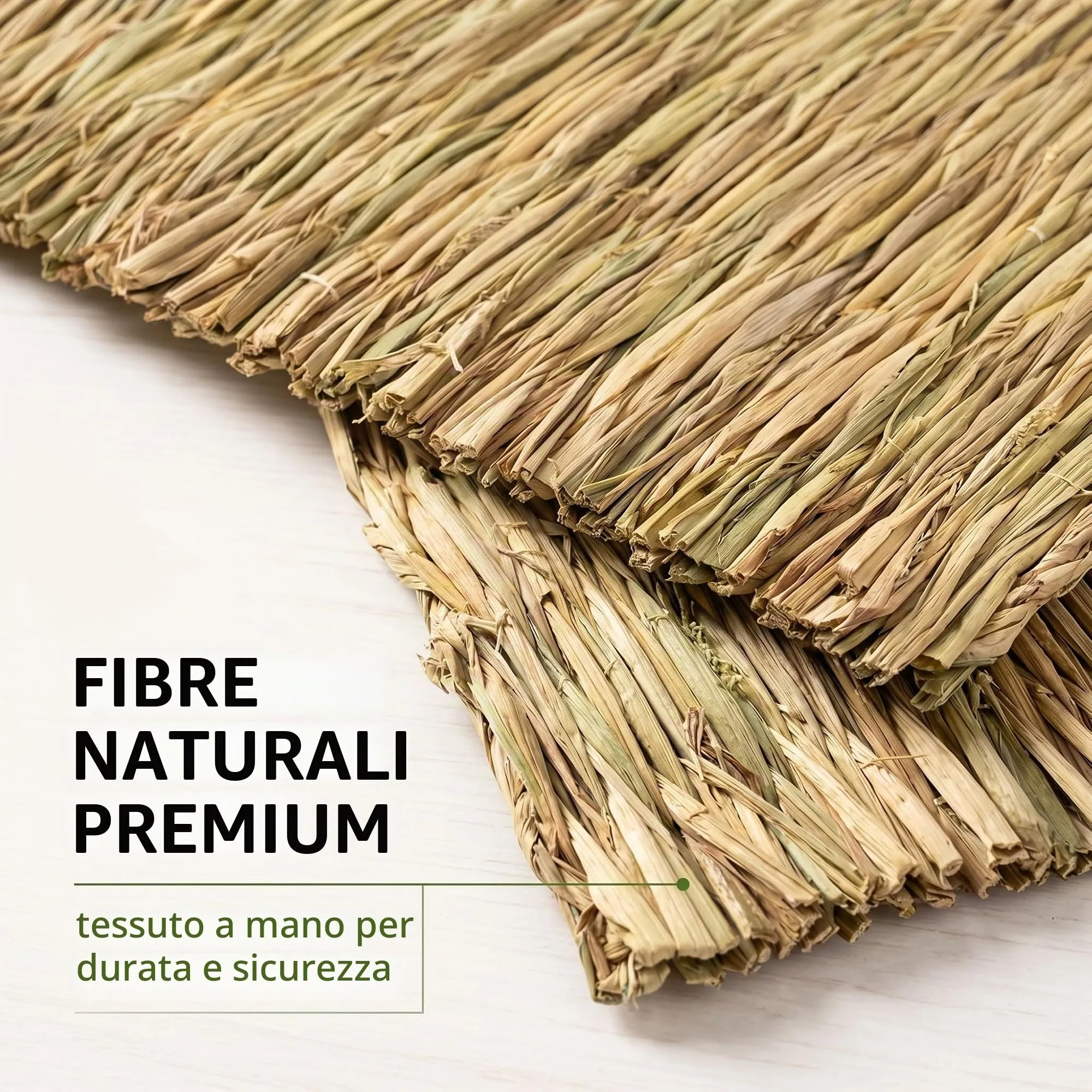 PHYNDR Tappetino in Erba per Conigli 2 Pezzi 28 x 20 cm, Stuoia Naturale per Gabbia e Recinto, Tappeto da Rosicchiare e Riposo per Coniglio Nano, Cavia e Piccoli Animali - immagine 4