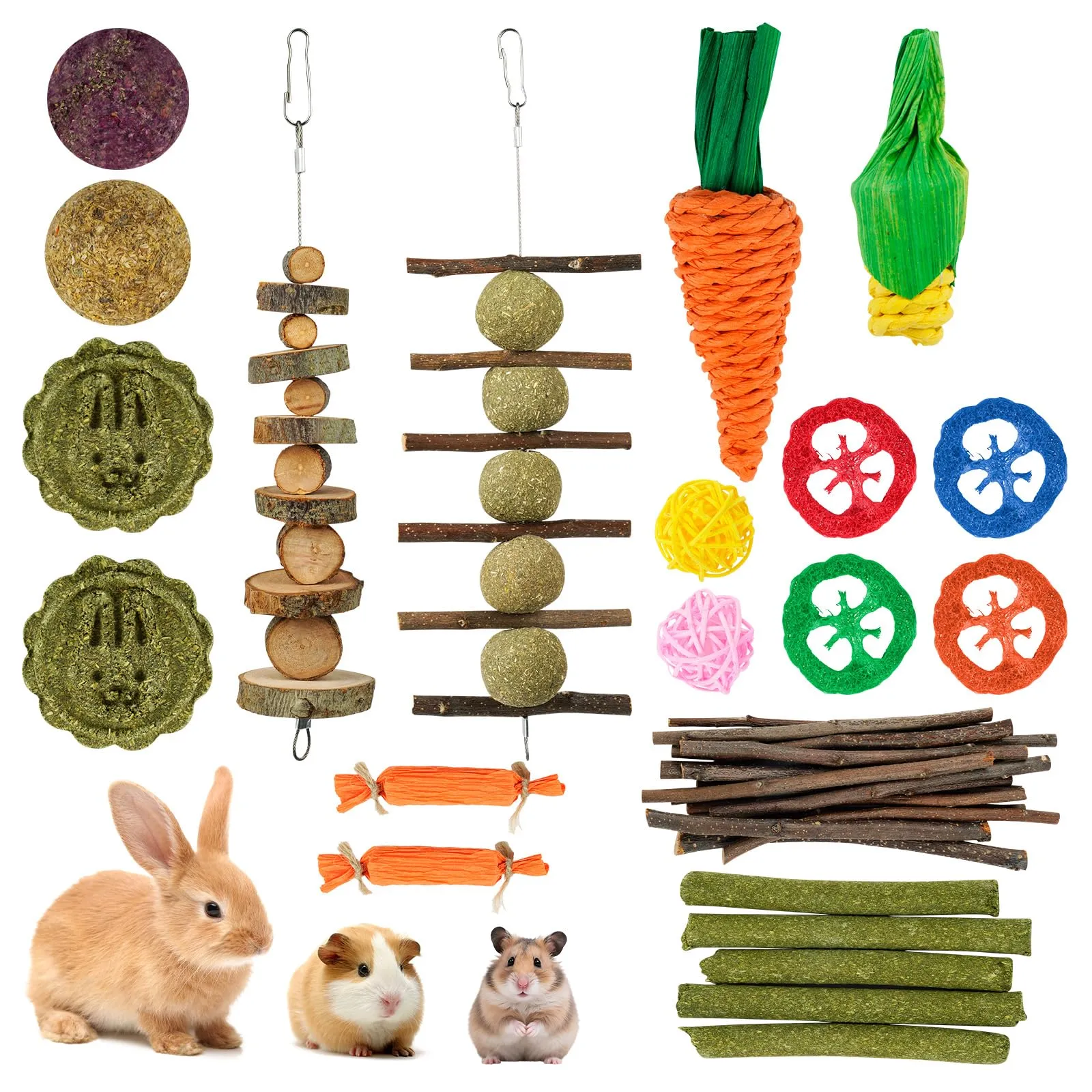 OFFCUP 22 PCS Masticabili, Piccoli Animali Giocattoli, per Gerbilli - immagine 1