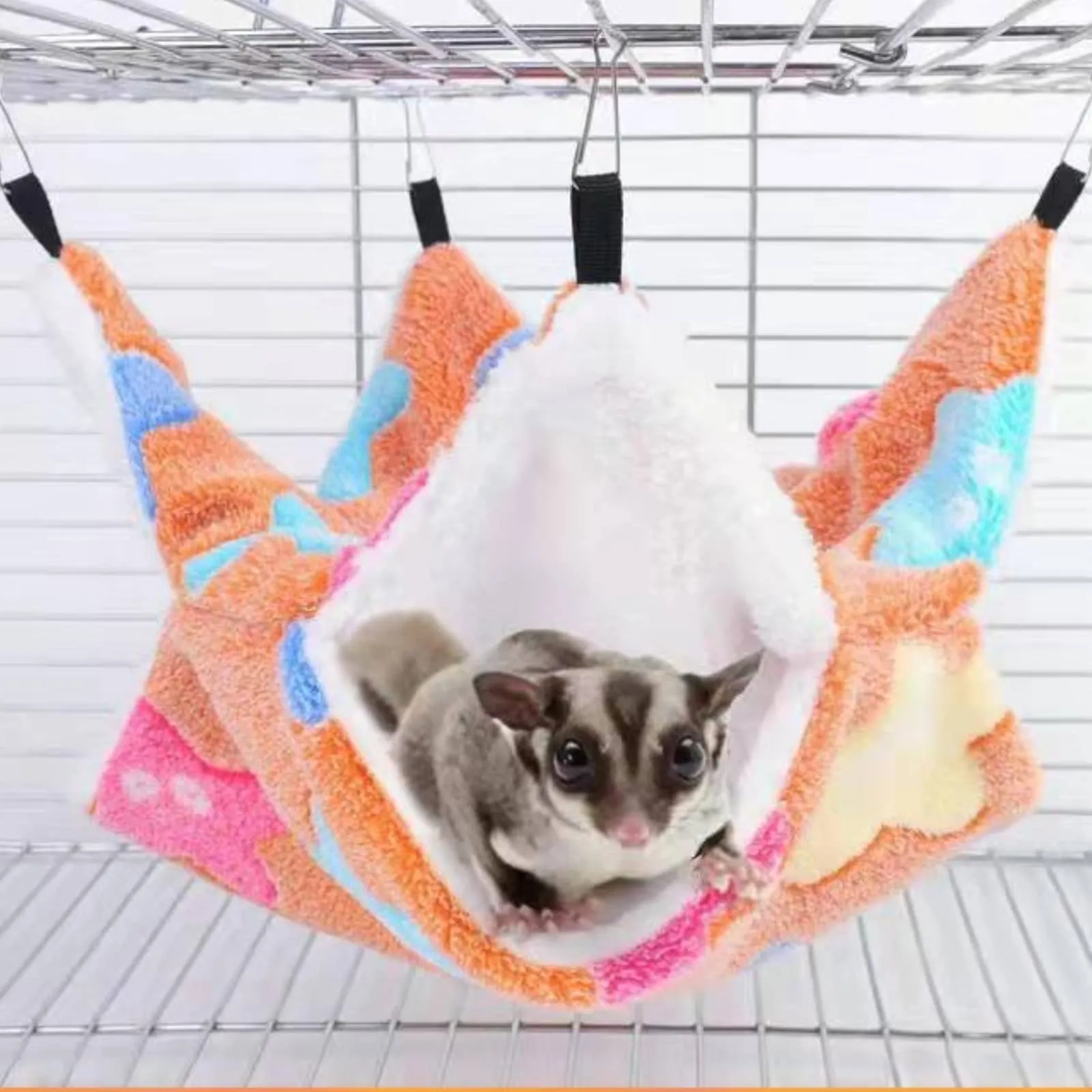 QeeHeng Amaca da Appendere per Piccoli Animali Domestici, Letto Oscillante a Doppio Strato per Furetto e Zucchero Aliante, Marrone - immagine 7
