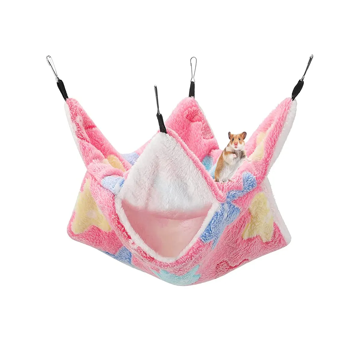 QeeHeng Amaca da appendere per piccoli animali, doppio strato, per furetti, topi, zuccheriere e altri piccoli animali, rosa - immagine 1