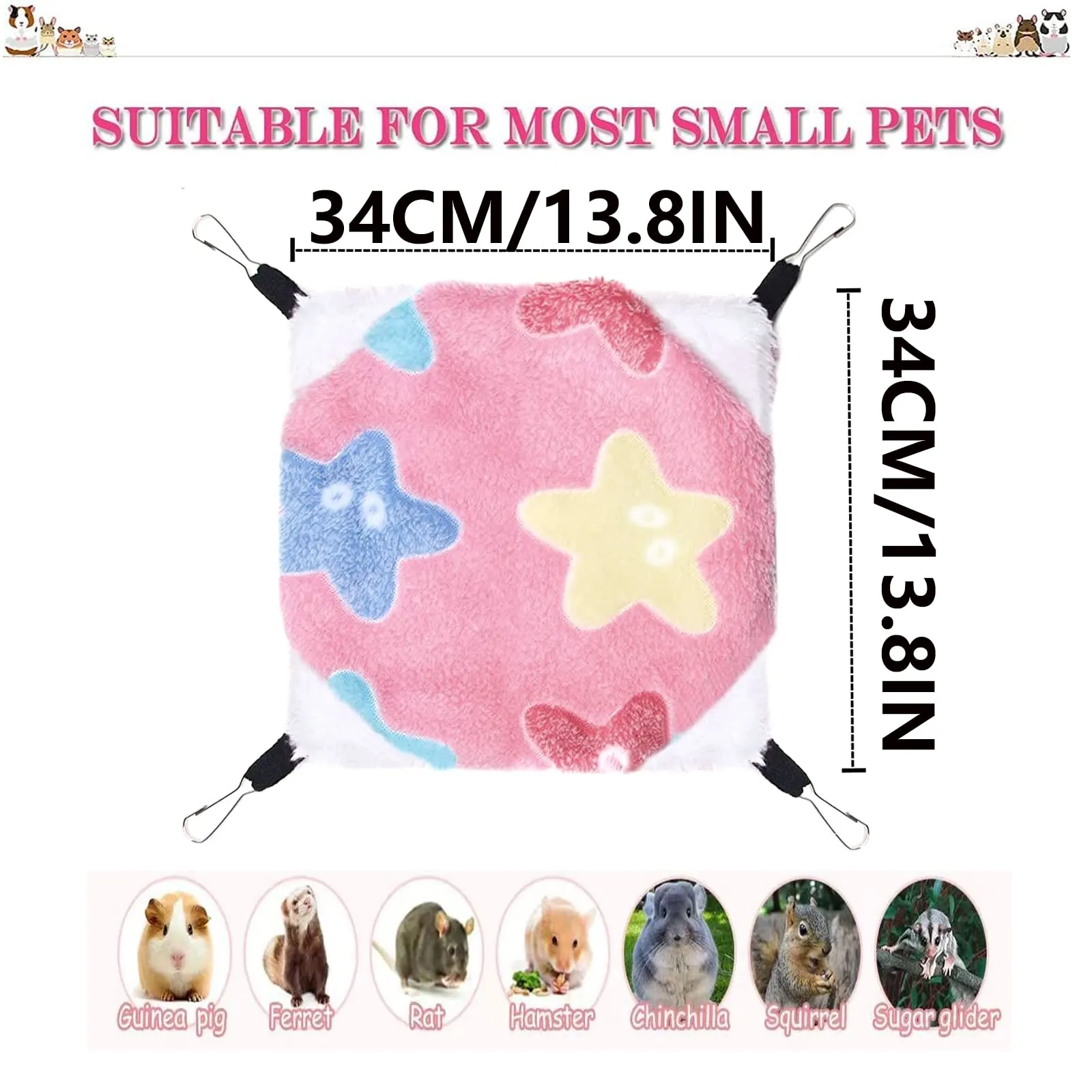 QeeHeng Amaca da appendere per piccoli animali, doppio strato, per furetti, topi, zuccheriere e altri piccoli animali, rosa - immagine 2