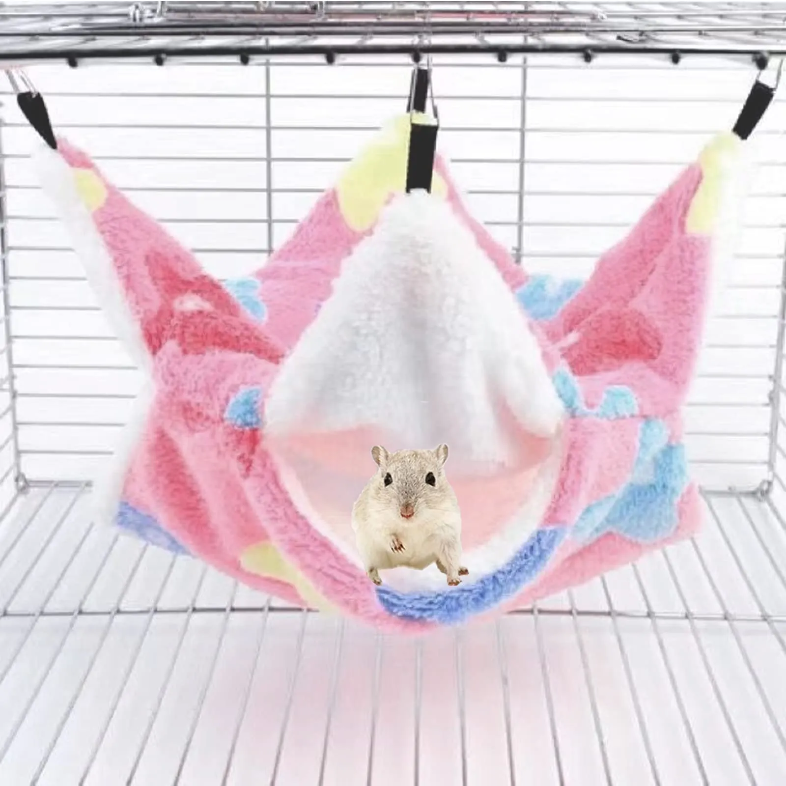 QeeHeng Amaca da appendere per piccoli animali, doppio strato, per furetti, topi, zuccheriere e altri piccoli animali, rosa - immagine 7