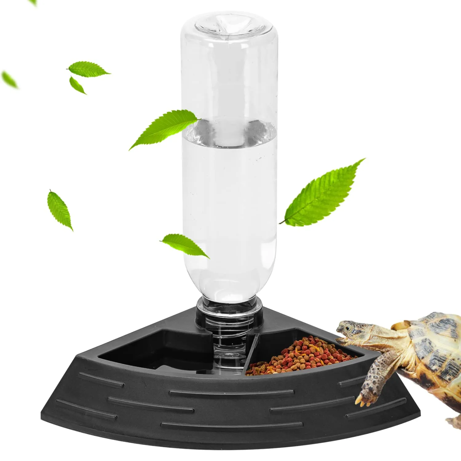 Nobleza - Alimentatore Automatico Rettile, Distributore di Acqua per Rettili Rettile Acqua Piatto Angolo Tartaruga Acqua Dispenser Bottiglia Tartaruga Cibo Ciotola, Taglia S - immagine 1