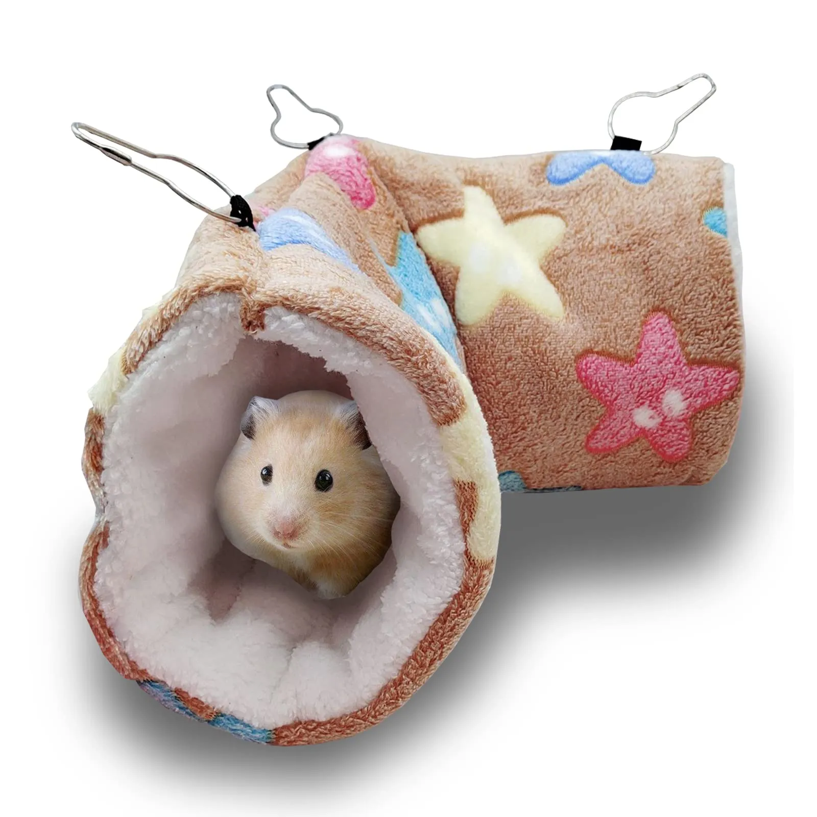 QeeHeng Amaca per ratti di furetto di cavia, cavia da appendere a tunnel per animali di piccola taglia criceto, cincillà, aliante, furetto, nascondiglio, gabbia per dormire, accessori marrone - immagine 1