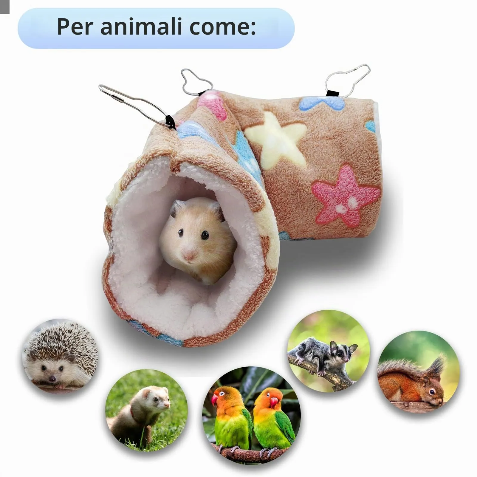 QeeHeng Amaca per ratti di furetto di cavia, cavia da appendere a tunnel per animali di piccola taglia criceto, cincillà, aliante, furetto, nascondiglio, gabbia per dormire, accessori marrone - immagine 5