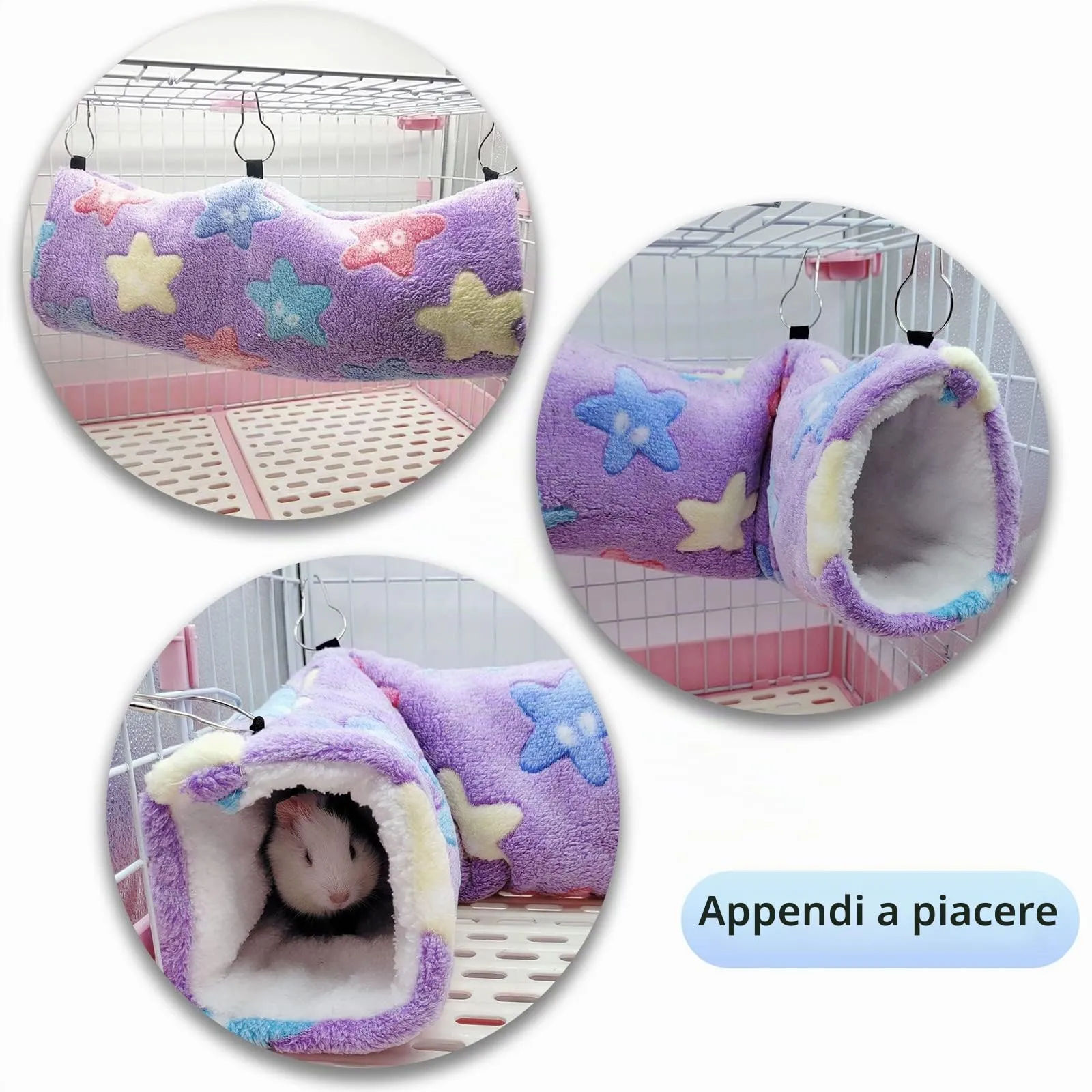 QeeHeng Amaca per ratti di furetto di cavia, aiuola da appendere, per animali domestici, per criceti, cincillà, aliante, furetto, nascondiglio, gabbia per dormire, accessori viola - immagine 2