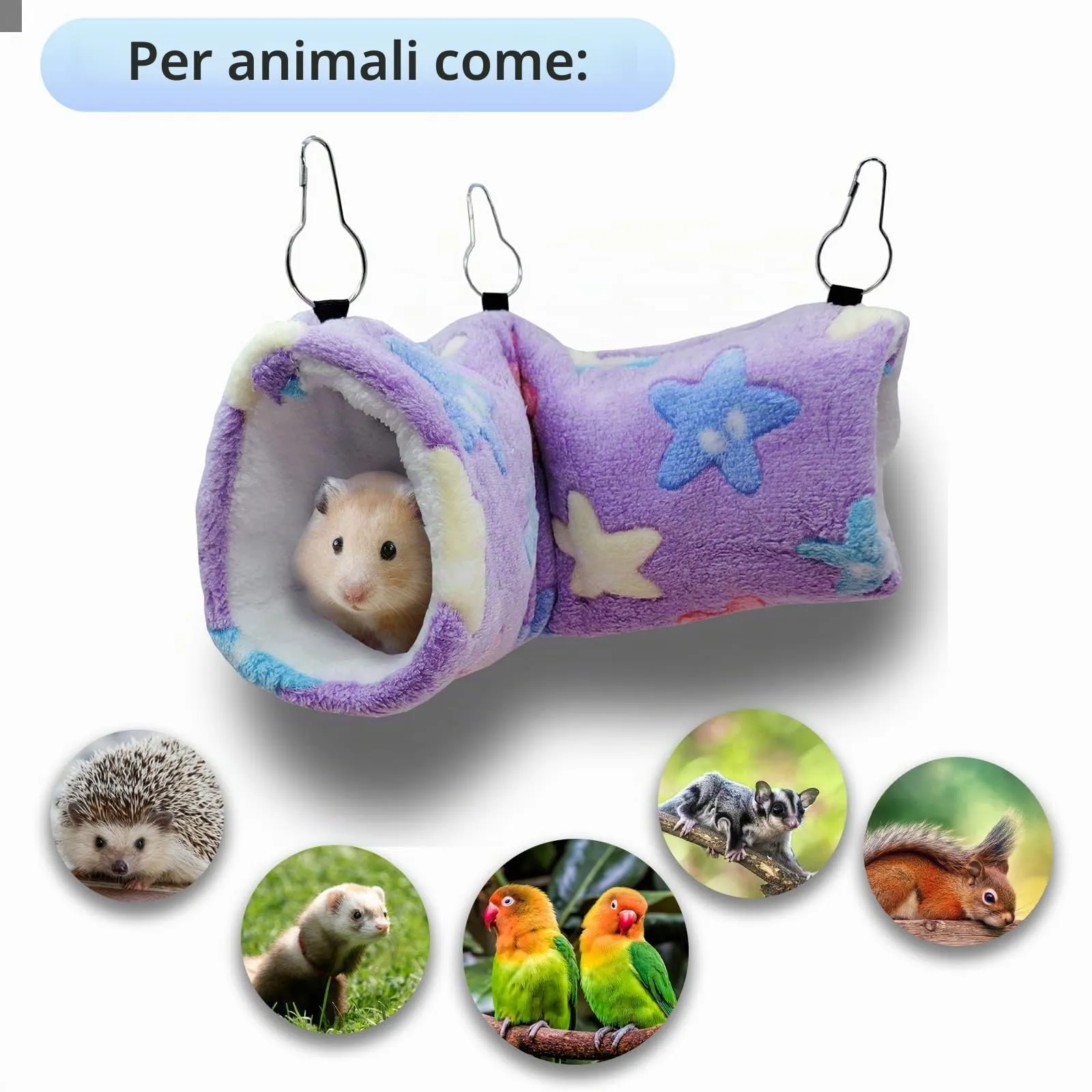 QeeHeng Amaca per ratti di furetto di cavia, aiuola da appendere, per animali domestici, per criceti, cincillà, aliante, furetto, nascondiglio, gabbia per dormire, accessori viola - immagine 5