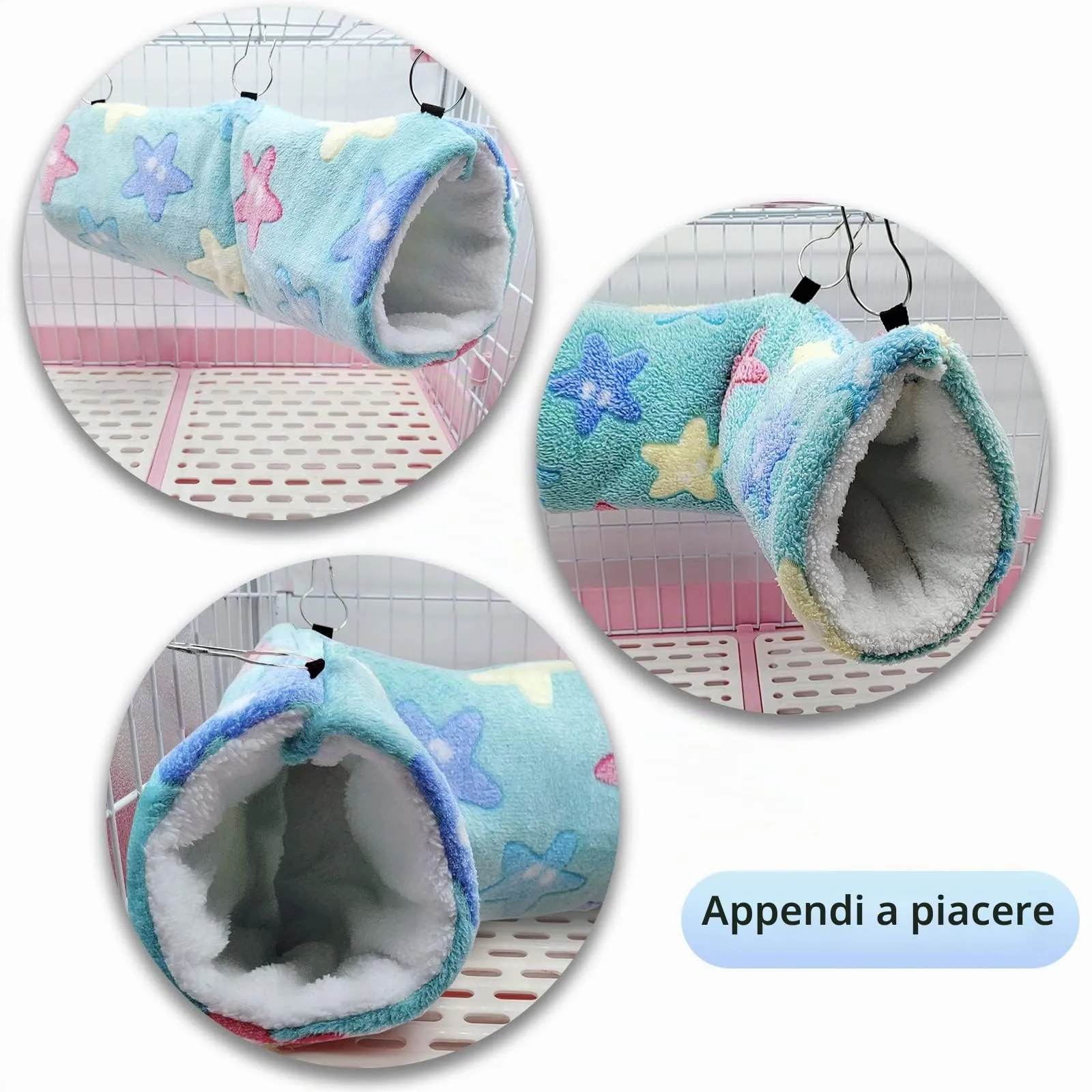 QeeHeng Amaca per ratti di furetto di cavia, aiuola da appendere, per animali domestici, per criceti, cincillà, aliante, furetto, nascondiglio, gabbia per dormire, accessori verde - immagine 2