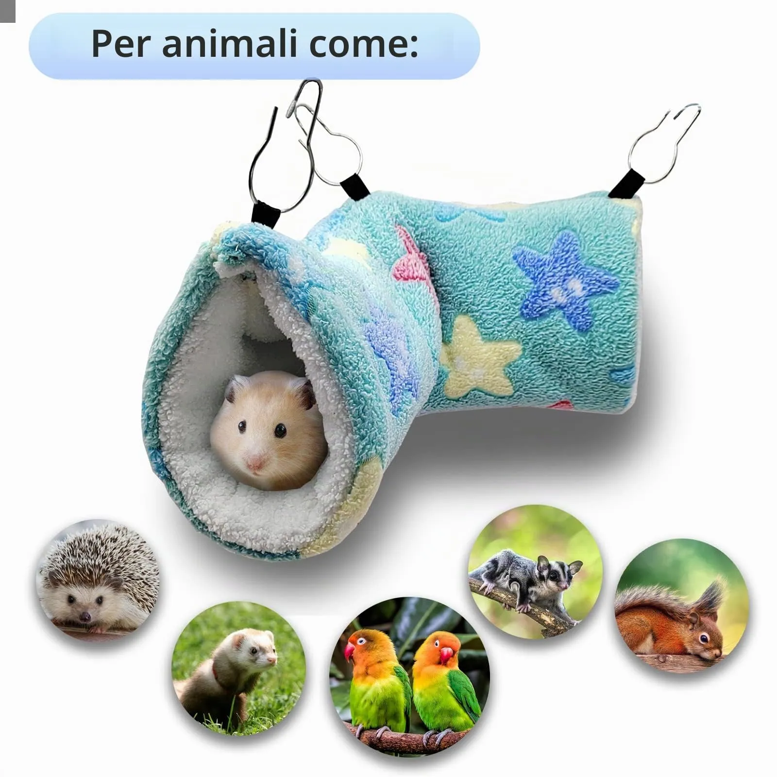 QeeHeng Amaca per ratti di furetto di cavia, aiuola da appendere, per animali domestici, per criceti, cincillà, aliante, furetto, nascondiglio, gabbia per dormire, accessori verde - immagine 5