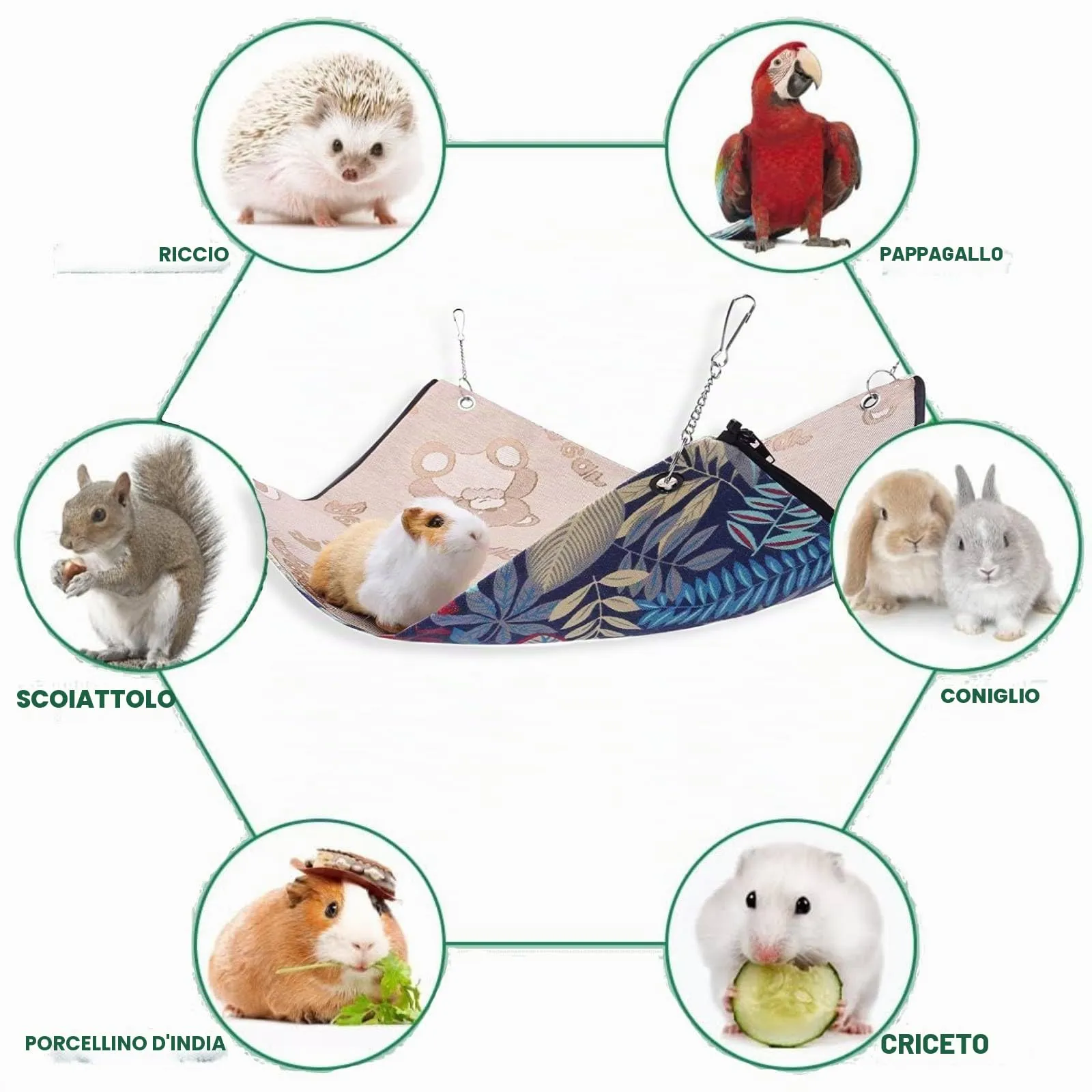 QeeHeng Letto per amaca per criceto, scoiattolo, cincillà, per giocare a riposo, fresco e morbido furetto appeso gabbia accessori - immagine 3