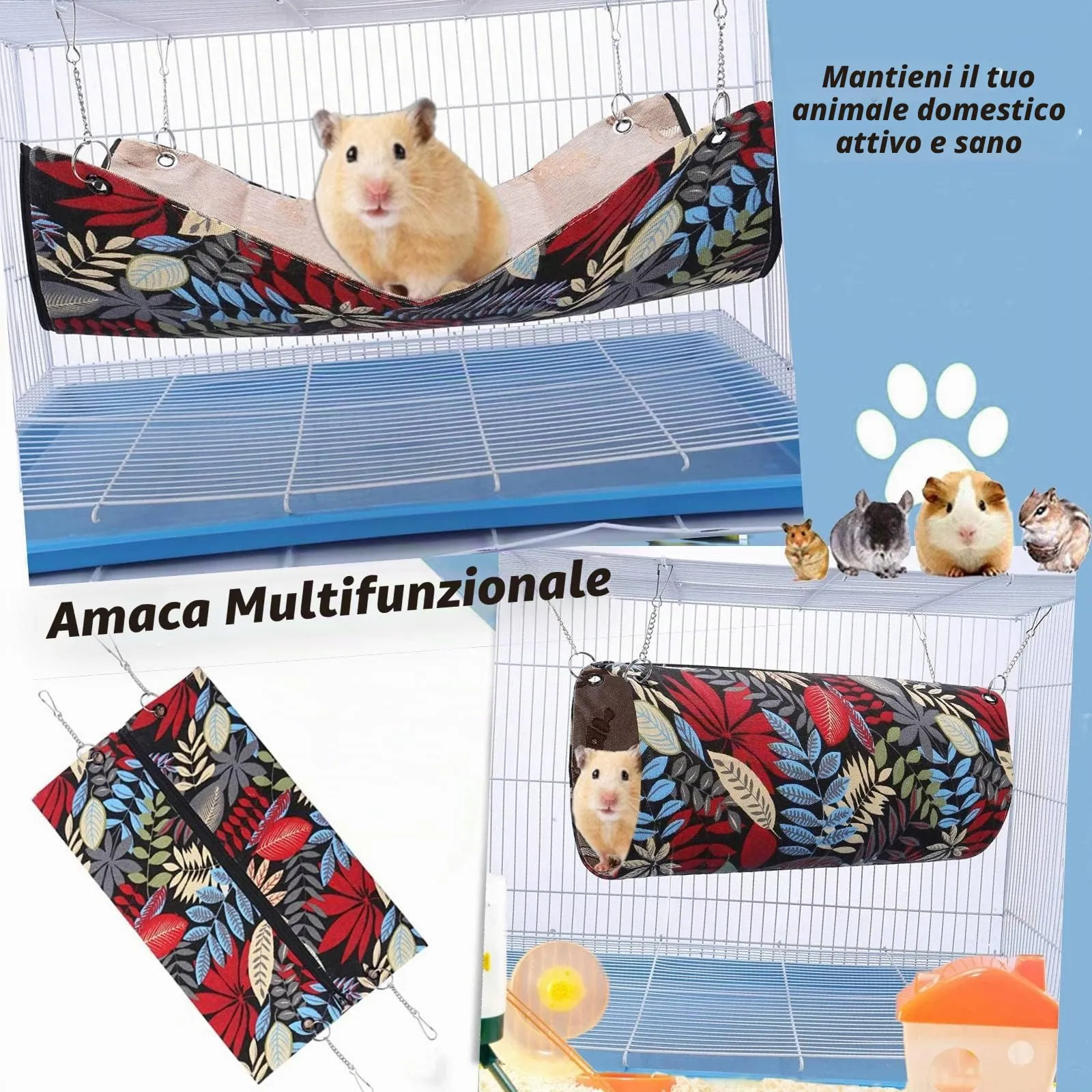 QeeHeng Letto estivo per amaca, letto per criceto, scoiattolo, cincillà, zucchero a riposo, furetto, accessori per gabbia da appendere - immagine 2