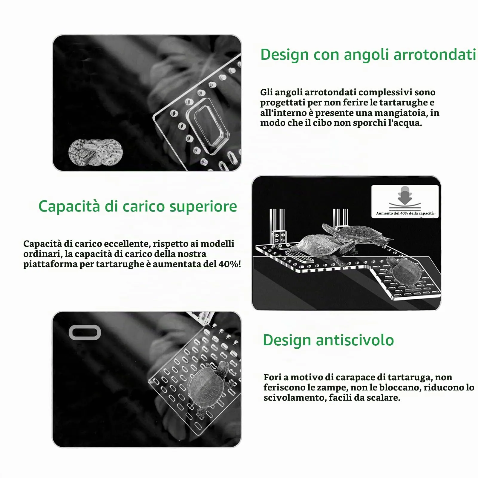 QeeHeng Piattaforma per Crogiolarsi per Tartarughe in Acrilico, Super Trasmissione della Luce, Habitat Con Ripiano da Arrampicata, Accessori (XL) - immagine 4