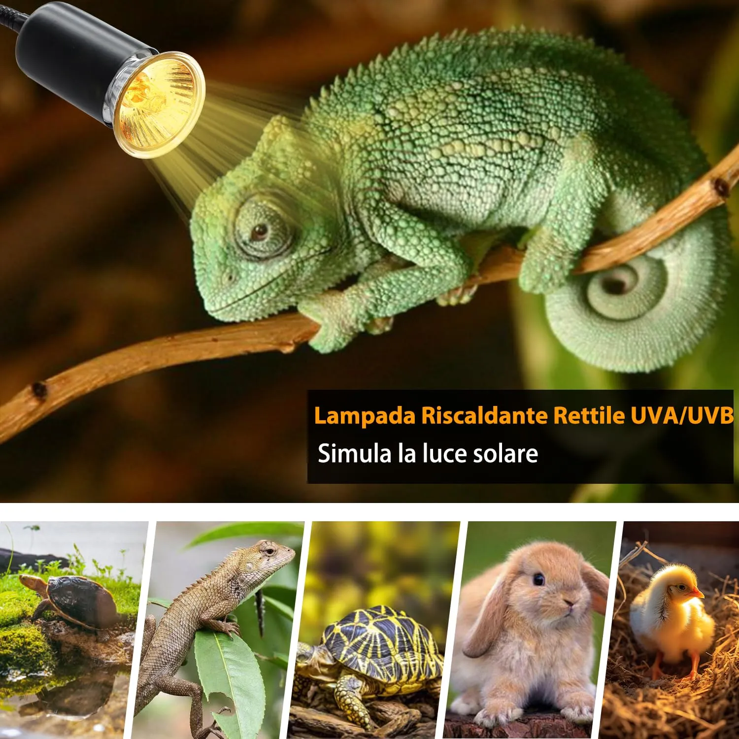 Lampada Rettili Riscaldante, Luce Riscaldante per Tartarughe di Terra con 240CM Cavo, Lampada Tartarughe Acqua 40CM Collo di Cigno, Portalampada E27 Ceramica per Cani Lucertola (Senza Lampadina) - immagine 7
