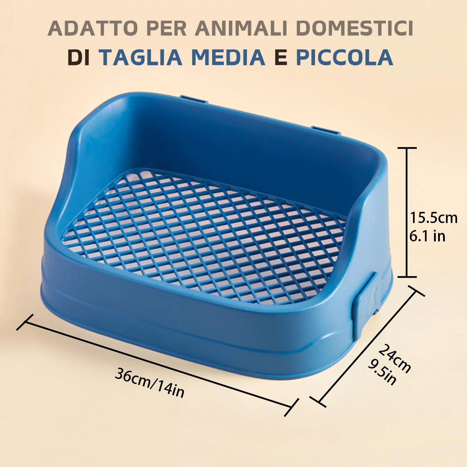Lettiera Coniglio, Medio Vassoio Rettangolare per Letame Piccoli Animali Staccabile Addestratore Vasino Toilette Gabbie per Animali Domestici Conigli Porcellini d'India Criceti Cincillà (Blu) - immagine 2