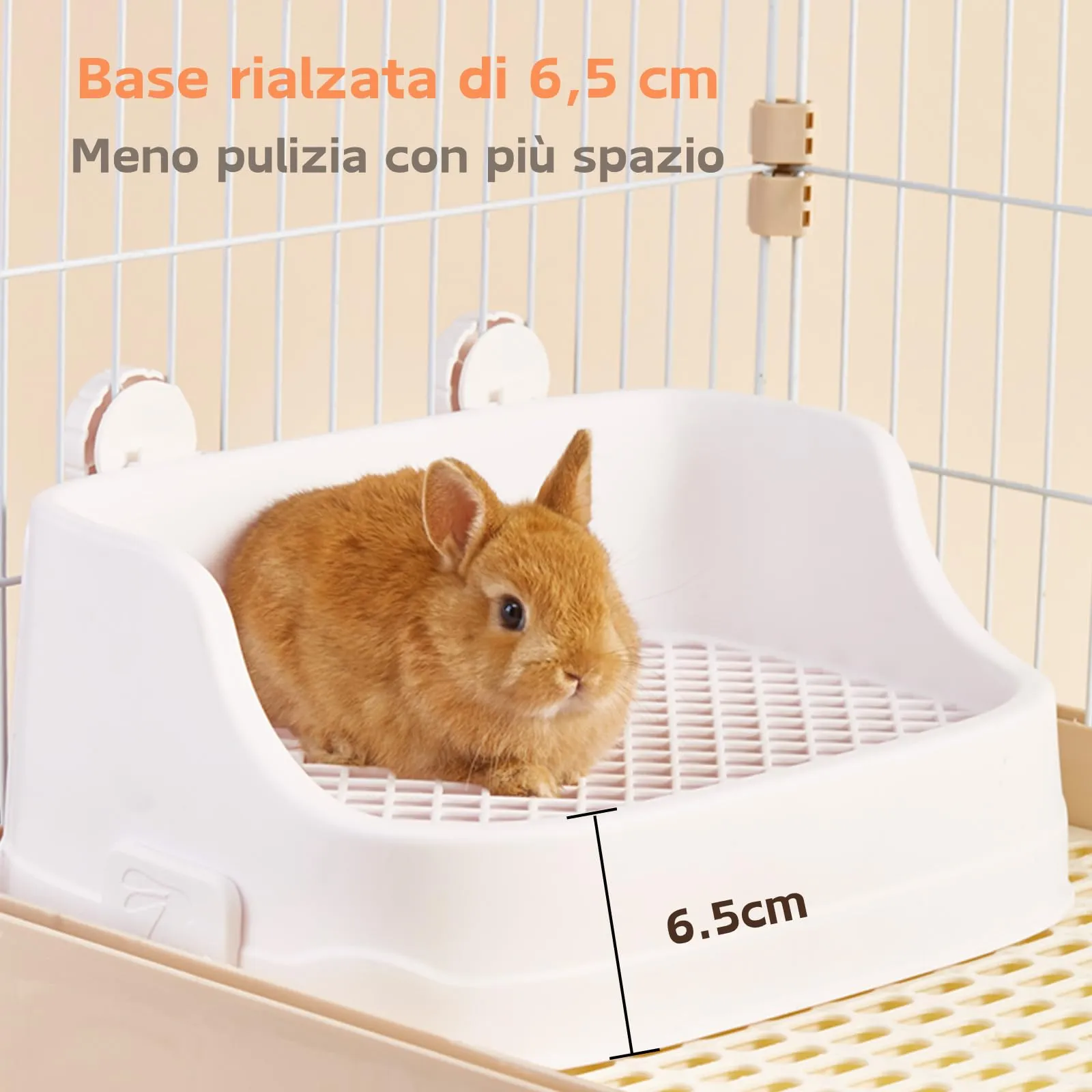 Lettiera Coniglio, Medio Vassoio Rettangolare per Letame Piccoli Animali Staccabile Addestratore Vasino Toilette Gabbie per Animali Domestici Conigli Porcellini d'India Criceti Cincillà (Blu) - immagine 5