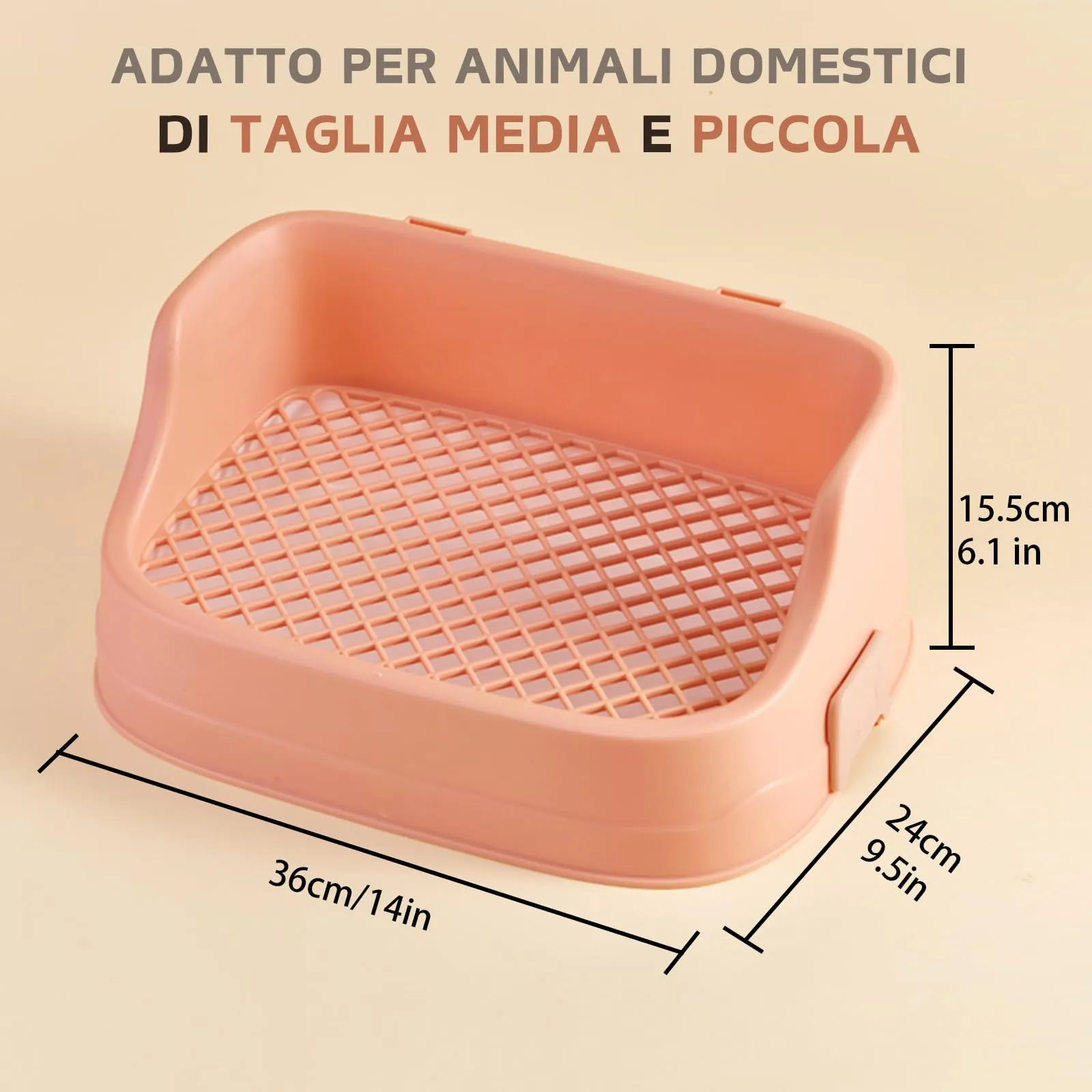 Lettiera Coniglio, Medio Vassoio Rettangolare per Letame Piccoli Animali Staccabile Addestratore Vasino Toilette Gabbie per Animali Domestici Conigli Porcellini d'India Criceti Cincillà (Rosa) - immagine 2