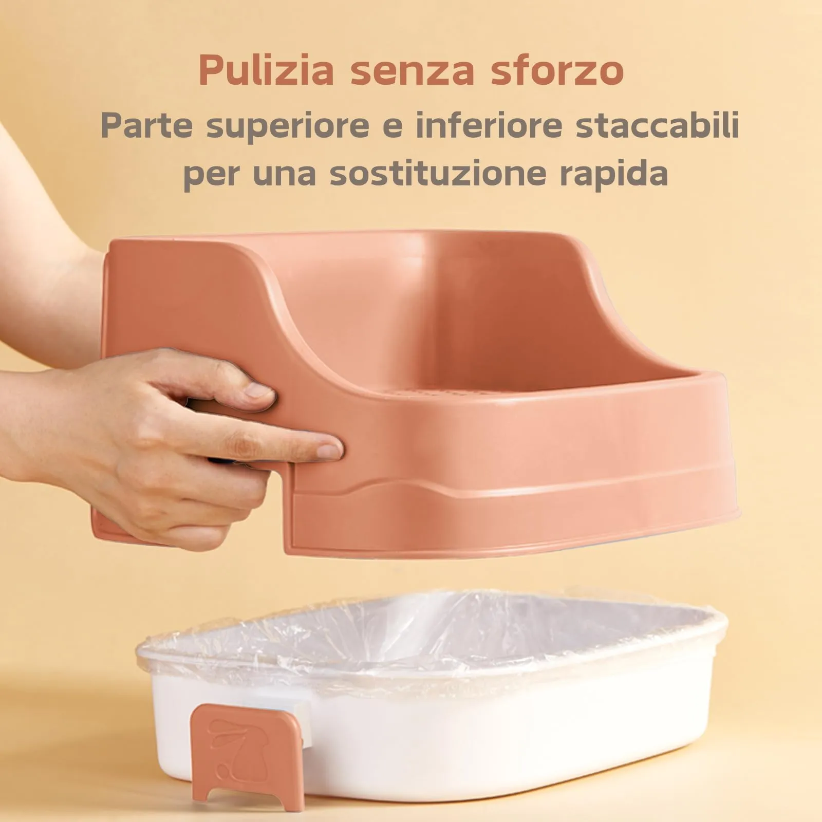 Lettiera Coniglio, Medio Vassoio Rettangolare per Letame Piccoli Animali Staccabile Addestratore Vasino Toilette Gabbie per Animali Domestici Conigli Porcellini d'India Criceti Cincillà (Rosa) - immagine 3