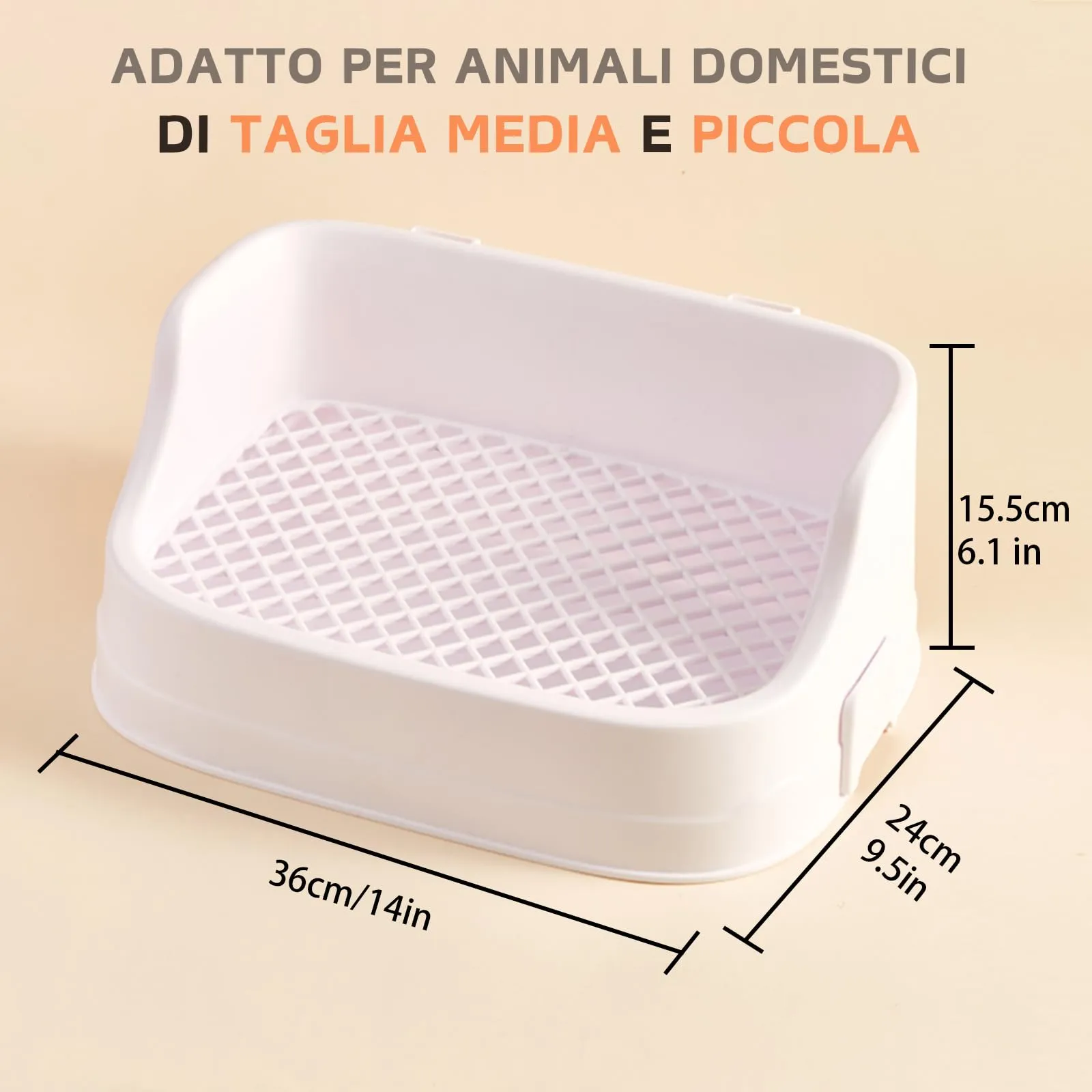 Lettiera Coniglio, Medio Vassoio Rettangolare per Letame Piccoli Animali Staccabile Addestratore Vasino Toilette Gabbie per Animali Domestici Conigli Porcellini d'India Criceti Cincillà (Bianco) - immagine 2