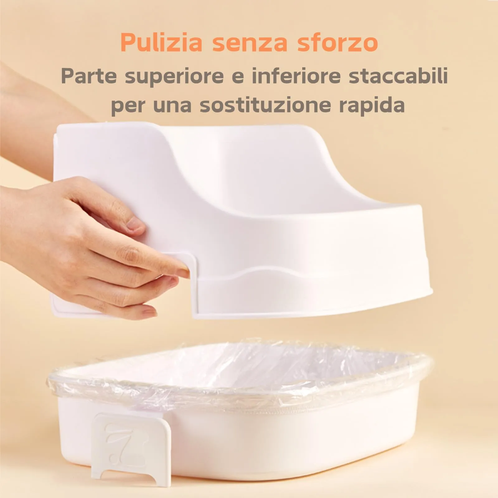 Lettiera Coniglio, Medio Vassoio Rettangolare per Letame Piccoli Animali Staccabile Addestratore Vasino Toilette Gabbie per Animali Domestici Conigli Porcellini d'India Criceti Cincillà (Bianco) - immagine 3