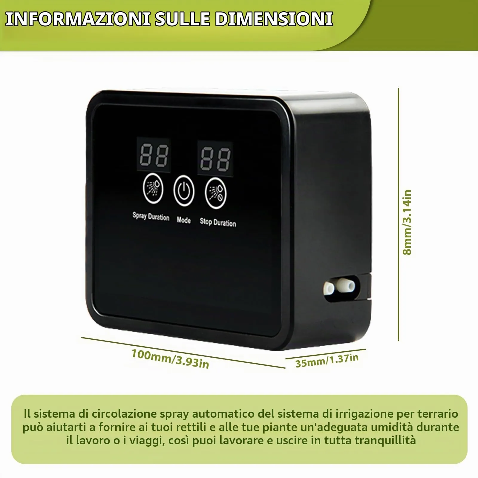 Vegena Nebulizzazione Per Rettili, Umidificatore Per Rettili, Irrigazione Per Piante, Rettile Intelligente Umidificatore Rotante Per Anfibi Rettili Piante Fiori - immagine 2