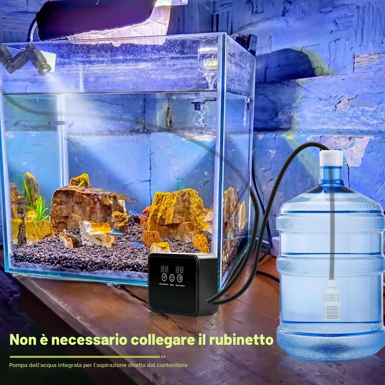 Vegena Nebulizzazione Per Rettili, Umidificatore Per Rettili, Irrigazione Per Piante, Rettile Intelligente Umidificatore Rotante Per Anfibi Rettili Piante Fiori - immagine 5