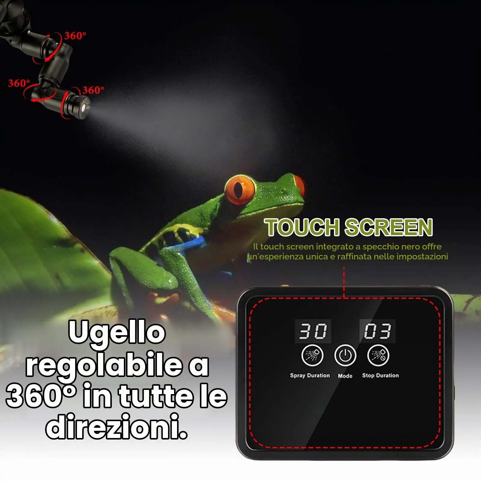 Vegena Nebulizzazione Per Rettili, Umidificatore Per Rettili, Irrigazione Per Piante, Rettile Intelligente Umidificatore Rotante Per Anfibi Rettili Piante Fiori - immagine 6