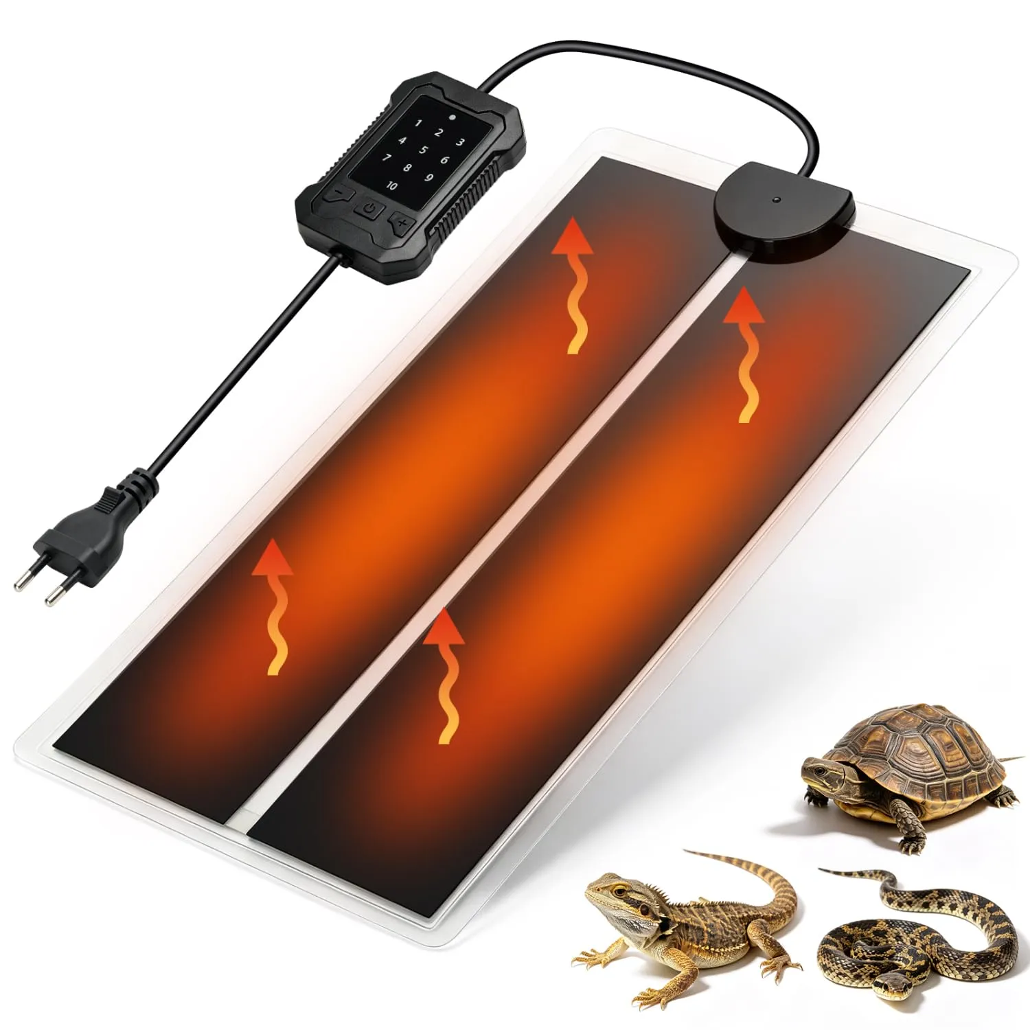 Nobleza Tappetino Riscaldante per Rettili 10 Livelli Temperatura, 7W Piastra Termica per Terrari, 28x15cm Auto-Riscaldamento Termostato per Tartarughe/Gecko/Serpenti/Anfibi/Lucertole - immagine 1