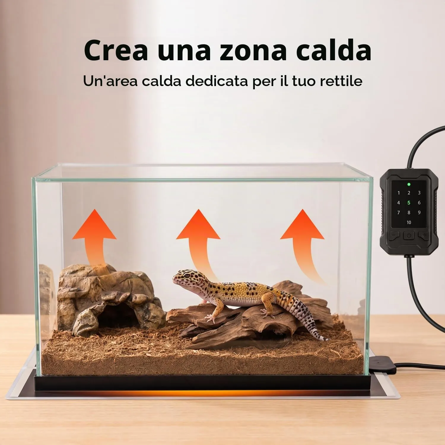 Nobleza Tappetino Riscaldante per Rettili 10 Livelli Temperatura, 7W Piastra Termica per Terrari, 28x15cm Auto-Riscaldamento Termostato per Tartarughe/Gecko/Serpenti/Anfibi/Lucertole - immagine 4