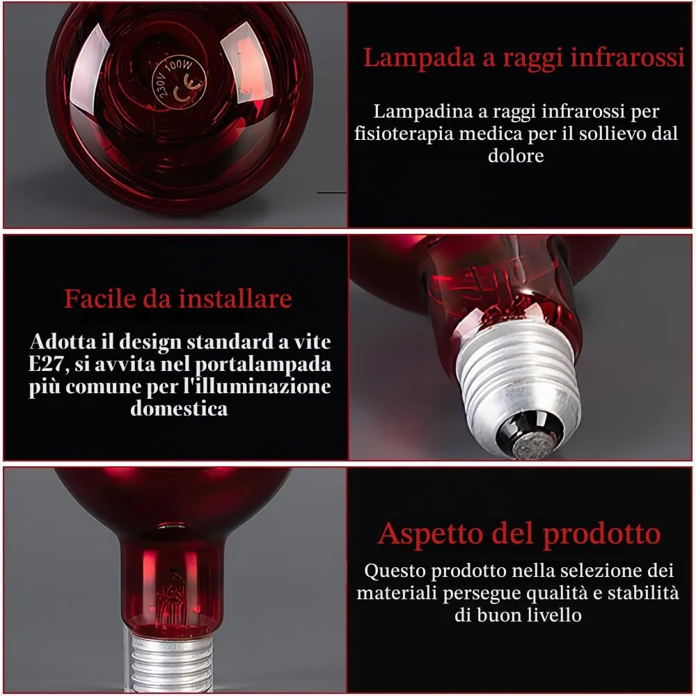 SKIKHN Lampada Infrarossi Riscaldante, 2 Pezzi 100W Reptile Lampade Riscaldante, E27 Lampade Infrarossi, Lampada per Tartarughe di Terra, Lampadine Riscaldanti per Tartarughe Lucertole, Rettili - immagine 5