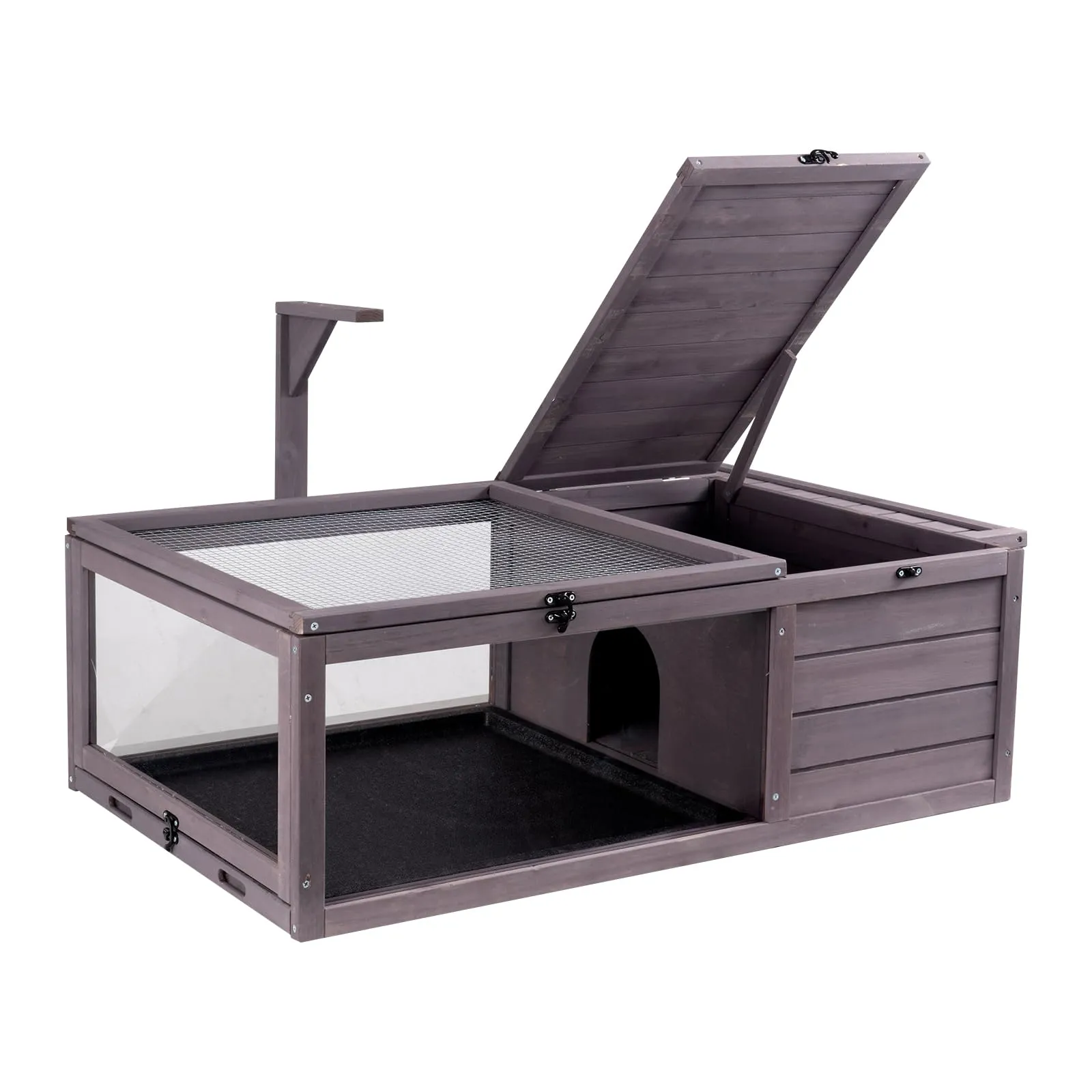 VEVOR Habitat per Tartarughe, Casa per Tartarughe in Legno per Interni ed Esterni, Recinto per Tartarughe con Supporto per Luce Sospesa, Recinto per Rettili con 2 Stanze, Gabbia per Piccoli Animali - immagine 1