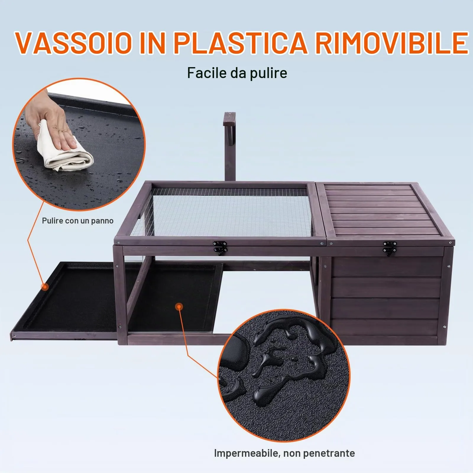VEVOR Habitat per Tartarughe, Casa per Tartarughe in Legno per Interni ed Esterni, Recinto per Tartarughe con Supporto per Luce Sospesa, Recinto per Rettili con 2 Stanze, Gabbia per Piccoli Animali - immagine 5