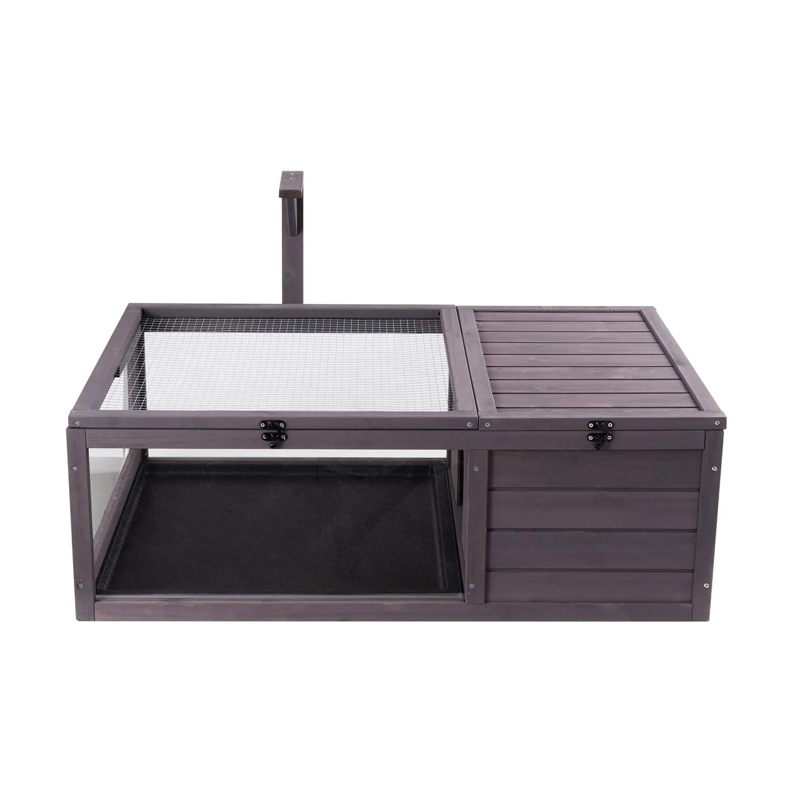 VEVOR Habitat per Tartarughe, Casa per Tartarughe in Legno per Interni ed Esterni, Recinto per Tartarughe con Supporto per Luce Sospesa, Recinto per Rettili con 2 Stanze, Gabbia per Piccoli Animali - immagine 9