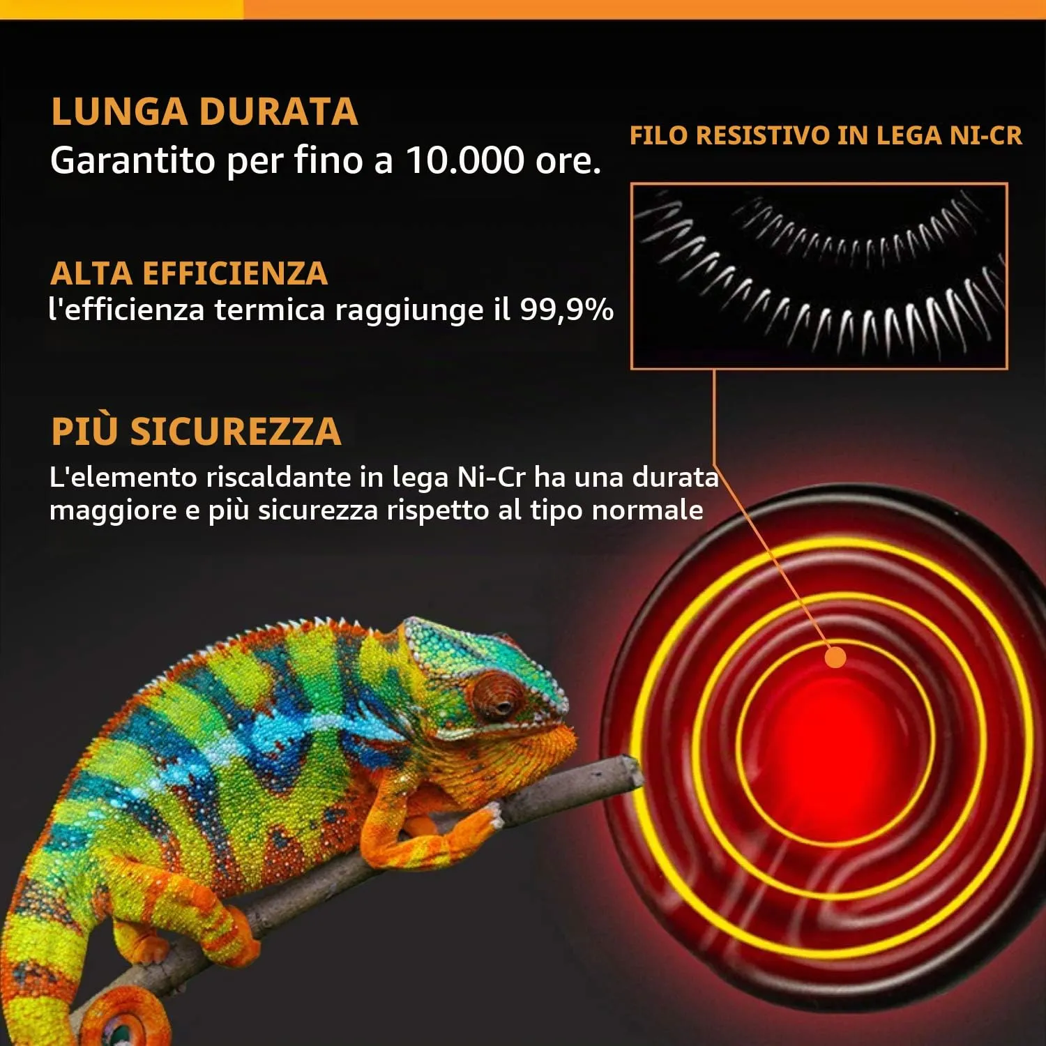 Frogetu Lampada Riscaldante Rettile, Lampada Riscaldante in Ceramica per Rettili con Protezione, lampada uvb Tartarughe per Tartarughe, Pappagalli, Camaleonti, Piante Succulente - immagine 3