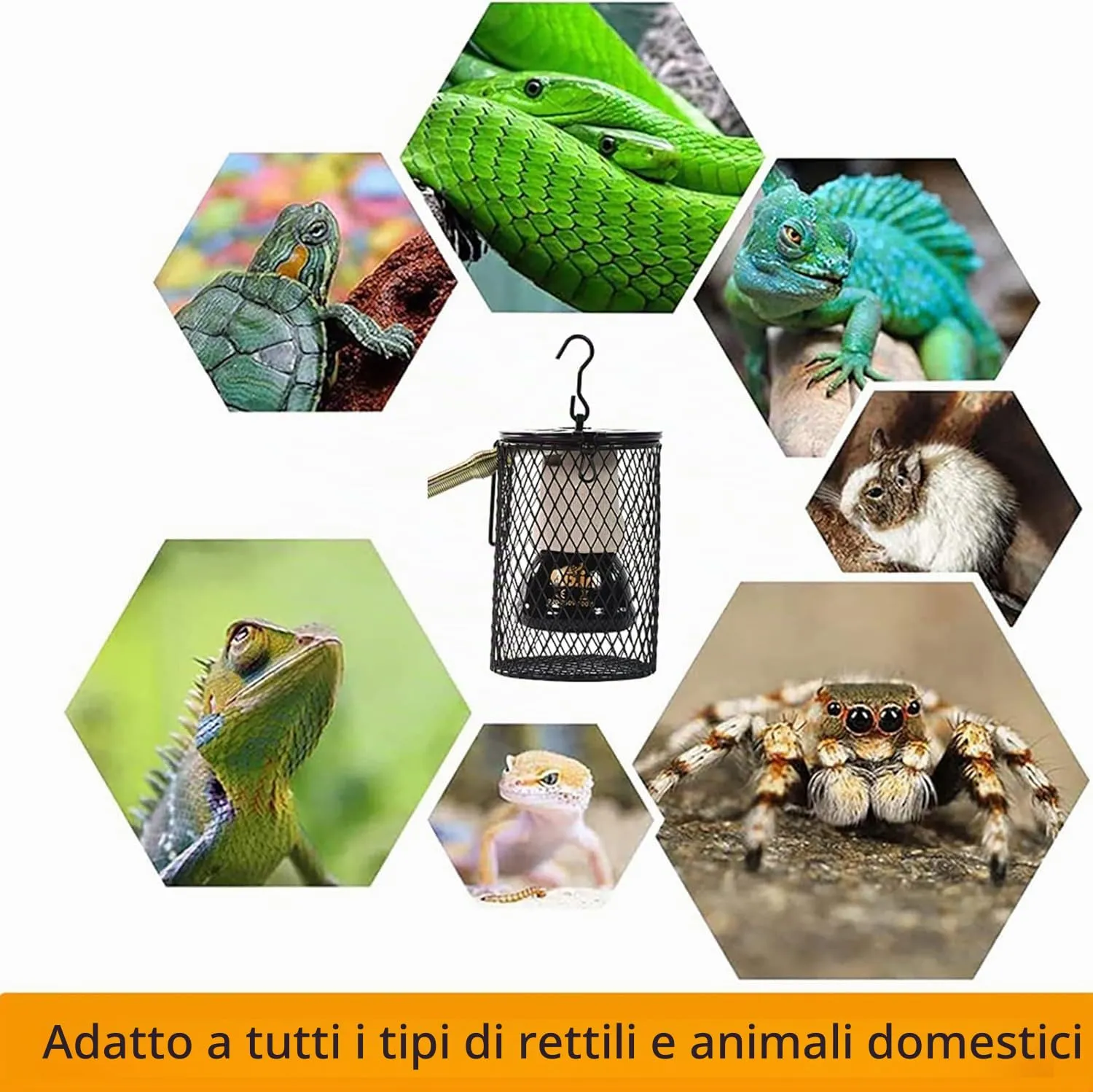 Frogetu Lampada Riscaldante Rettile, Lampada Riscaldante in Ceramica per Rettili con Protezione, lampada uvb Tartarughe per Tartarughe, Pappagalli, Camaleonti, Piante Succulente - immagine 5