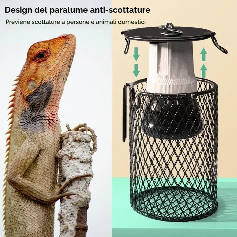 Frogetu Lampada Riscaldante Rettile, Lampada Riscaldante in Ceramica per Rettili con Protezione, lampada uvb Tartarughe per Tartarughe, Pappagalli, Camaleonti, Piante Succulente - immagine 6