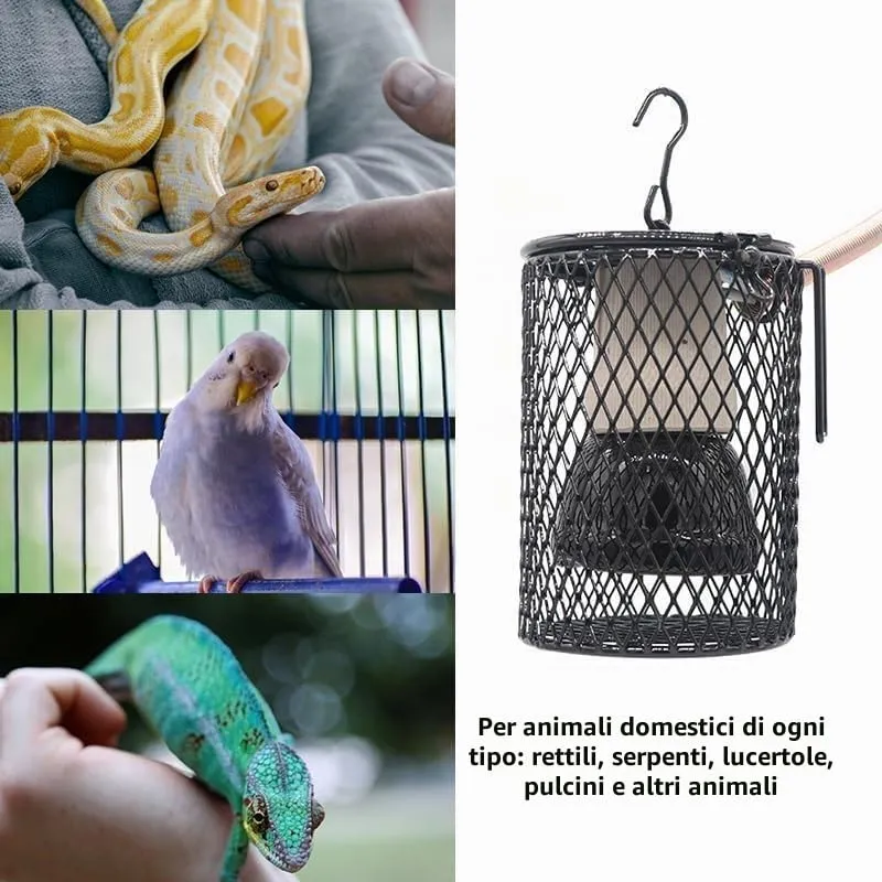 Frogetu Lampada Riscaldante Rettile, Lampada Riscaldante in Ceramica per Rettili con Protezione, lampada uvb Tartarughe per Tartarughe, Pappagalli, Camaleonti, Piante Succulente - immagine 7