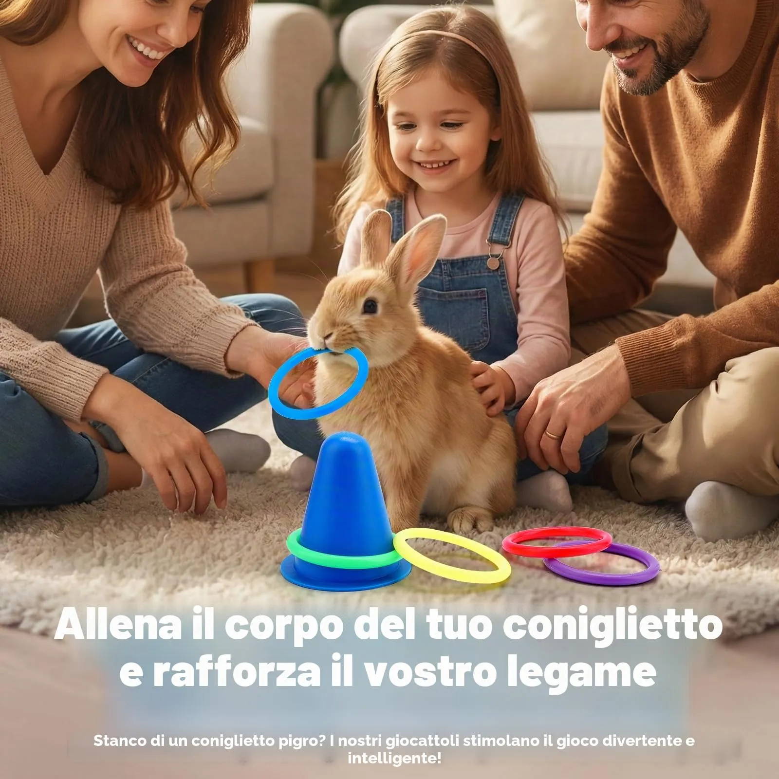 WALLFID Set Di 6 Pezzi,Per Intrattenere Risollevare Ed Espellere Lo Stress Del Coniglio,Giochi Per Conigli,Giochi Per Conigli Nani,Giocattoli Coniglio Per Divertimento E Attivita A Casa (Orange) - immagine 5
