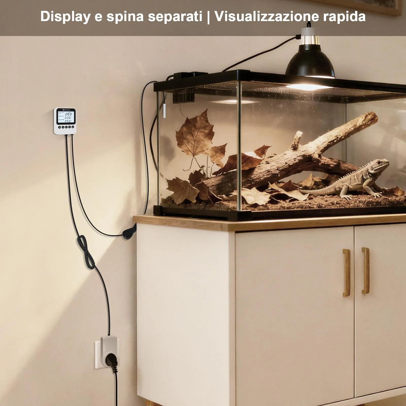 KETOTEK Presa Termostato con Timer – Regolatore di Temperatura Giorno/Notte Digitale 230V, LCD con Retroilluminazione per Terrario Rettili & Serra, 3 Modalità Selezionabili, Sonda NTC 3m - immagine 6