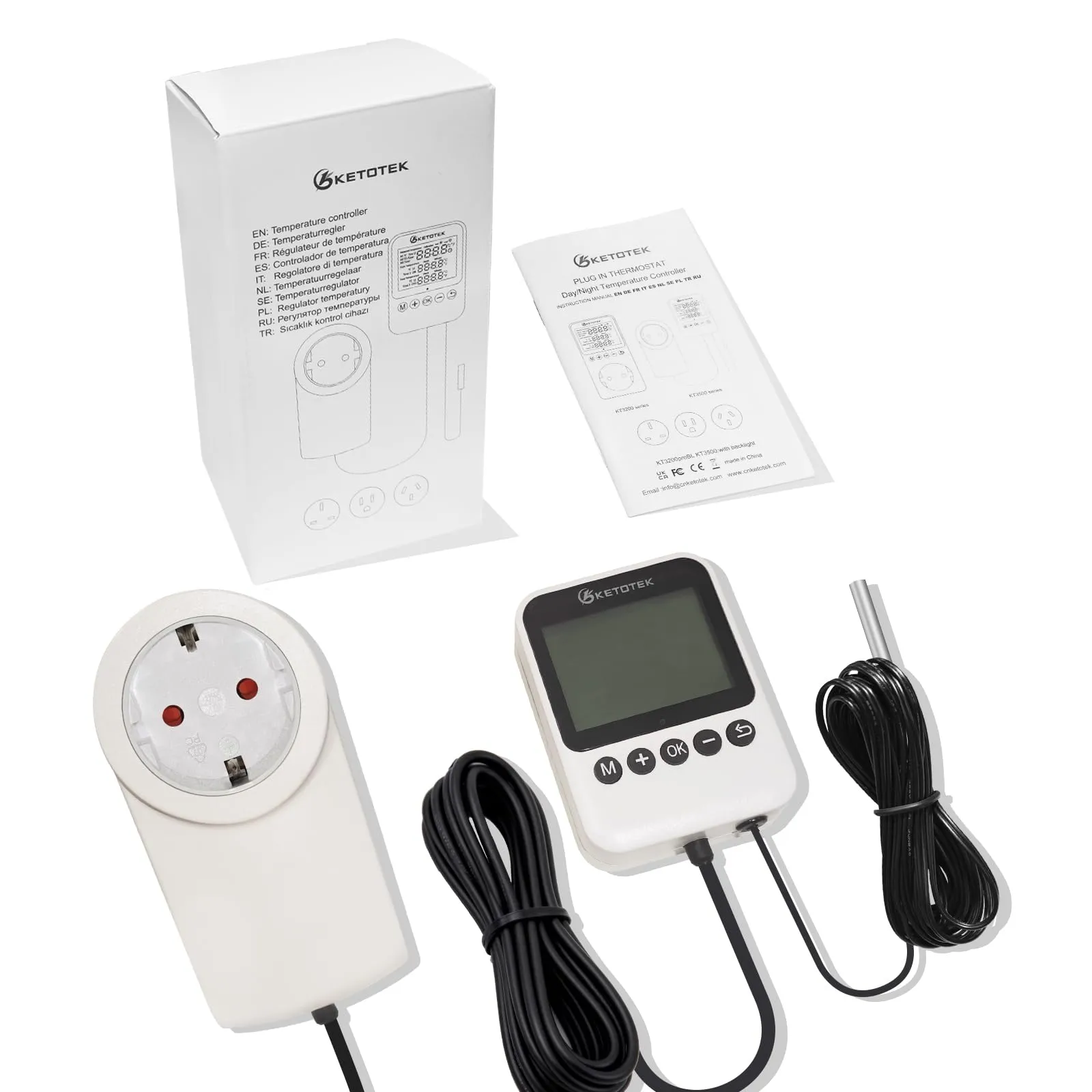 KETOTEK Presa Termostato con Timer – Regolatore di Temperatura Giorno/Notte Digitale 230V, LCD con Retroilluminazione per Terrario Rettili & Serra, 3 Modalità Selezionabili, Sonda NTC 3m - immagine 9