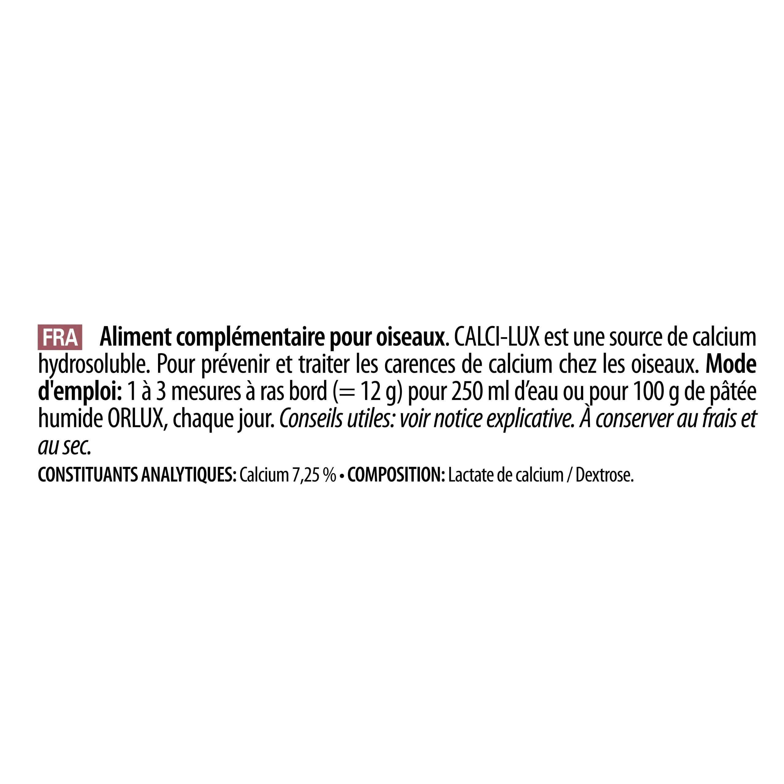VERSELE-LAGA - Oropharma Calci-Lux - Calcio per Uccelli - per Rafforzare Scheletro e Guscio d'Uovo - Formato Idrosolubile - 500g - immagine 4