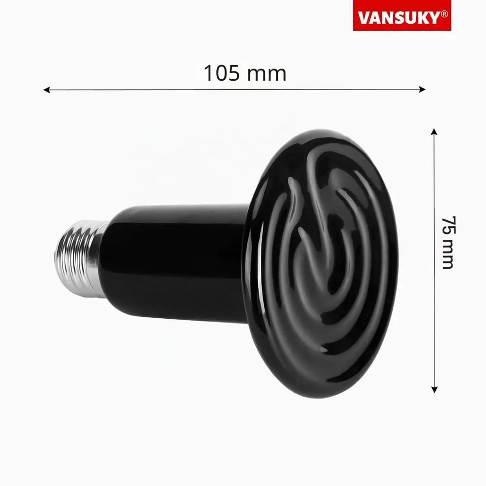VANSUKY Lampada Riscaldante in Ceramica da 75W per Rettili-Riscaldatore per Terrario per Lucertole, Dragoni Barbuti, Serpenti e Altri Rettili-Nessuna Emissione di Luce-Attacco E27-220V - immagine 10