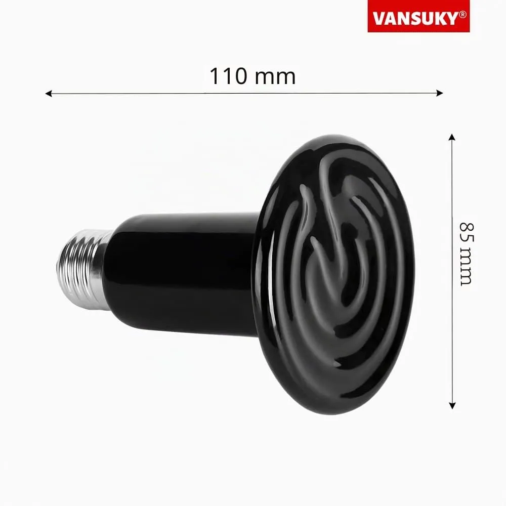 VANSUKY Lampada Riscaldante in Ceramica da 150W per Rettili-Riscaldatore per Terrario per Lucertole, Dragoni Barbuti, Serpenti e Altri Rettili-Nessuna Emissione di Luce-Attacco E27-220V - immagine 10