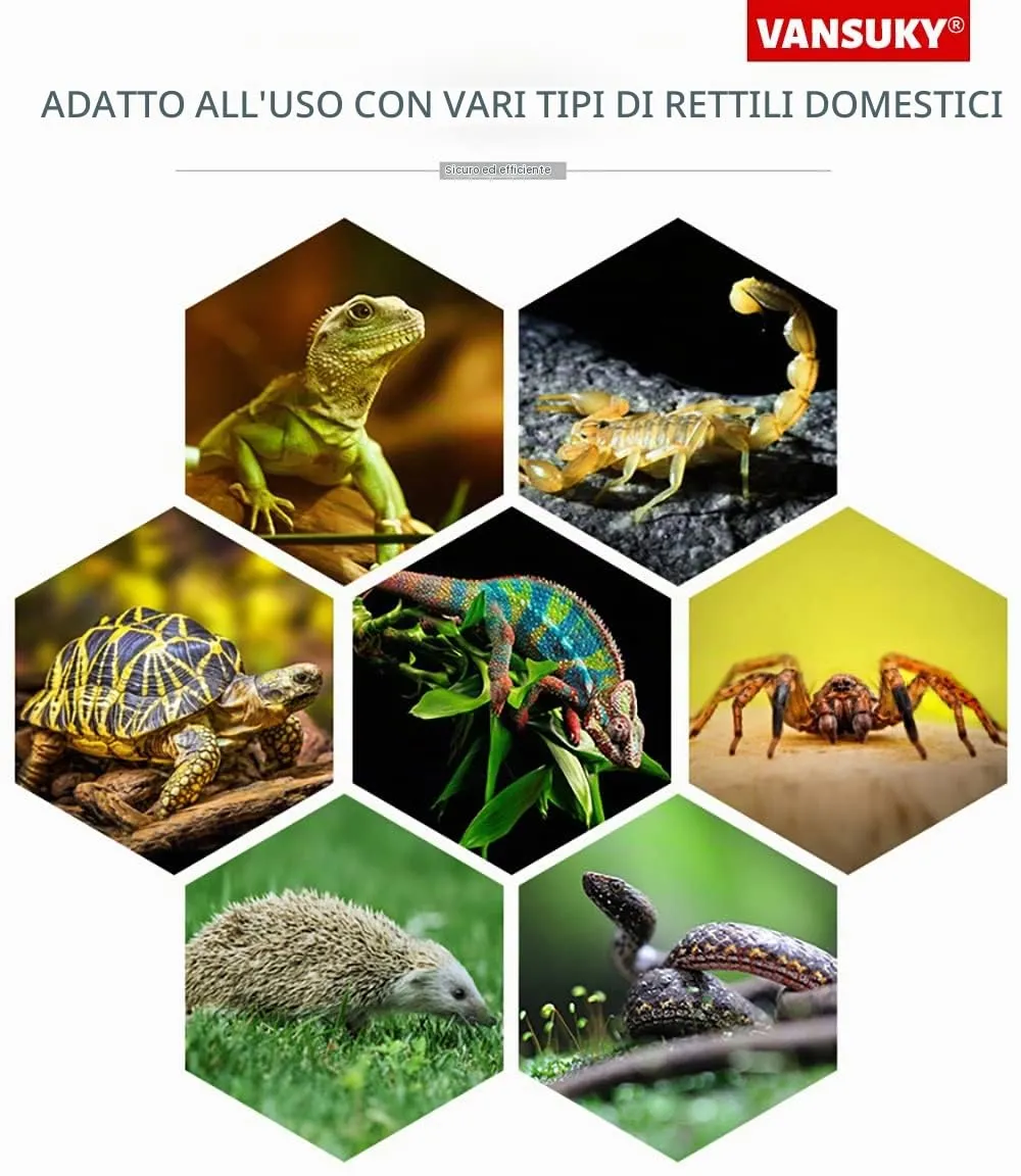 VANSUKY Lampada Riscaldante in Ceramica da 200W per Rettili-Riscaldatore per Terrario per Lucertole, Dragoni Barbuti, Serpenti e Altri Rettili-Nessuna Emissione di Luce-Attacco E27-220V - immagine 9