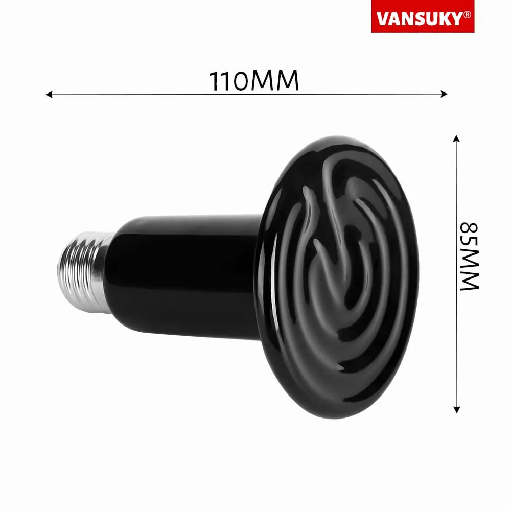 VANSUKY Lampada Riscaldante in Ceramica da 200W per Rettili-Riscaldatore per Terrario per Lucertole, Dragoni Barbuti, Serpenti e Altri Rettili-Nessuna Emissione di Luce-Attacco E27-220V - immagine 10