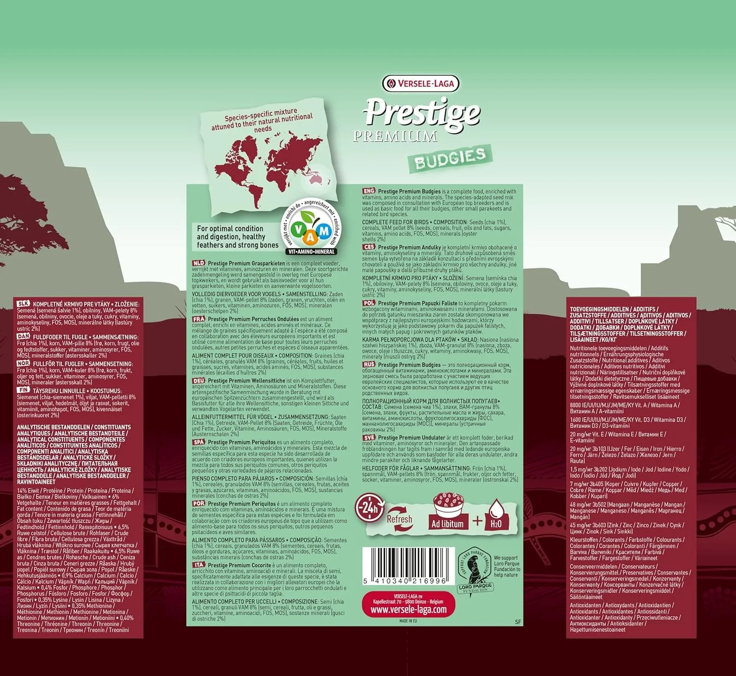 Versele-Laga Prestige Premium BUDGIES | 800 g | Miscela di semi arricchita con granuli estrusi VAM - Cocorite | Può essere utilizzato come alimento di base - immagine 3