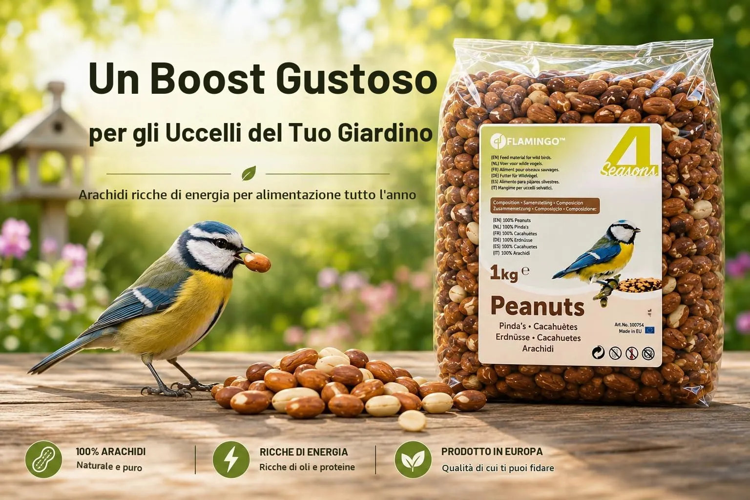 Mangime uccelli selvatici - Qualità premium - arachidi sgusciate - 1kg - immagine 3