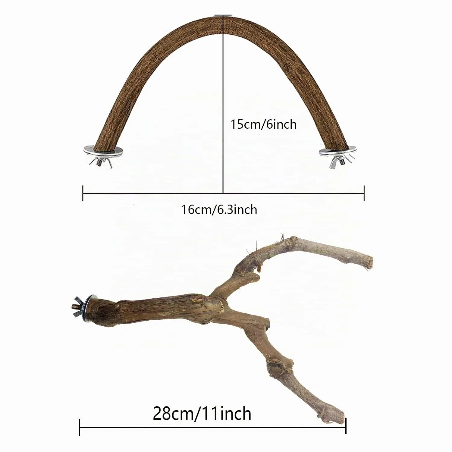 Allazone Posatoi in Legno di Uccelli, U Forma Posatoi per Uccelli, Trespolo per Uccelli e Pappagalli, Ramo D'uva Naturale Giocattolo Posatoi per Uccelli Legno Naturale per Cacatua, Cocorite - immagine 2