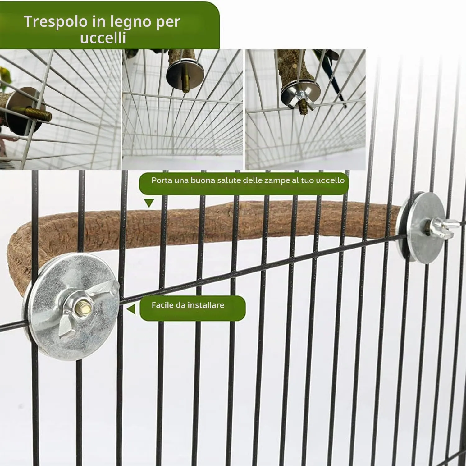 Allazone Posatoi in Legno di Uccelli, U Forma Posatoi per Uccelli, Trespolo per Uccelli e Pappagalli, Ramo D'uva Naturale Giocattolo Posatoi per Uccelli Legno Naturale per Cacatua, Cocorite - immagine 3